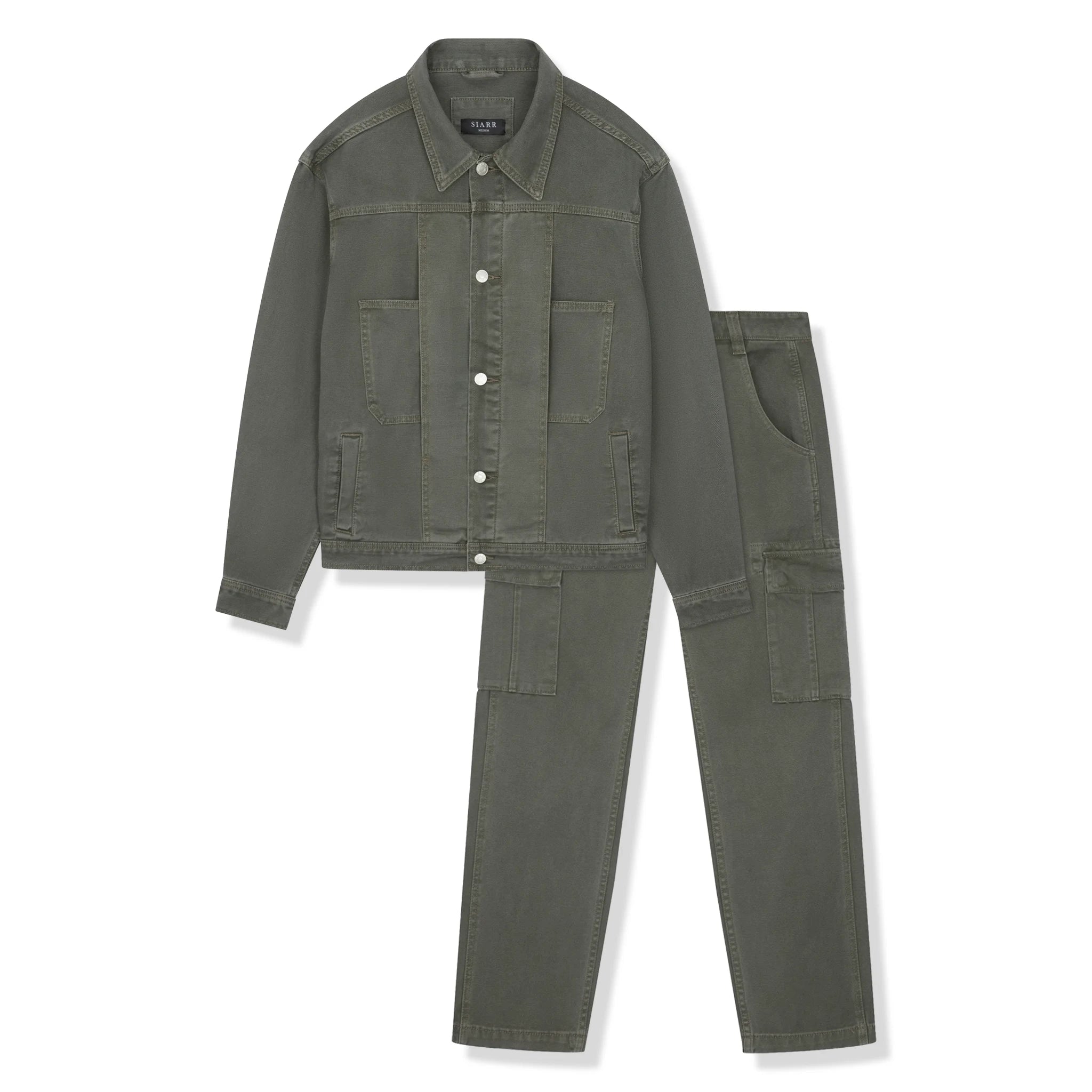 SIARR Green Denim Jacket & Cargo Pants Set - Stylish Streetwear Outfit for Men | Perfect for Casual Wear, Outdoor Adventures & Urban Fashion