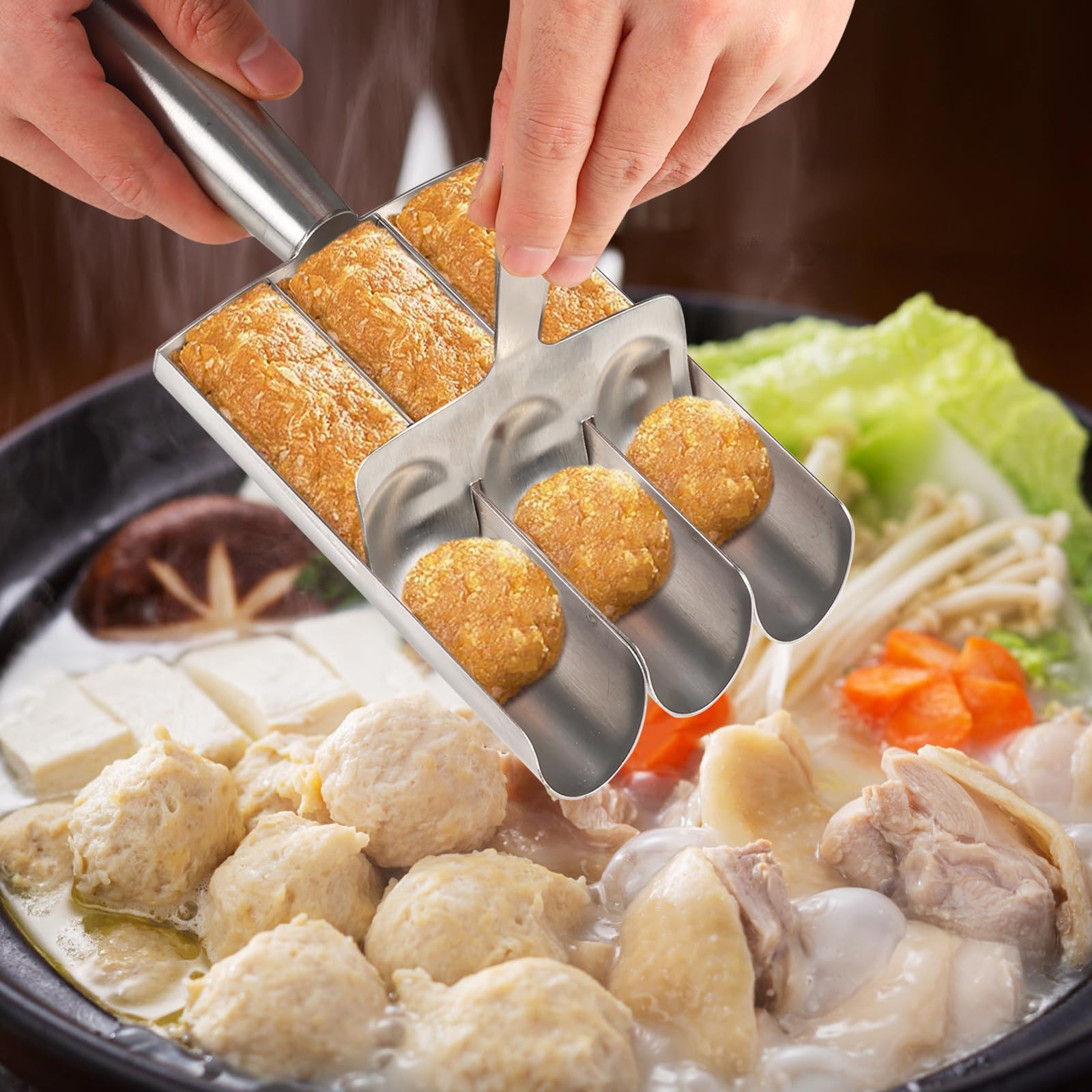 3-in-1 Stainless Steel Meatball Maker Tool - Non-Stick Kitchen Scoop for Perfect Homemade Meatballs | Ideal for Meatball Subs, Pasta Dishes & Family Cooking
