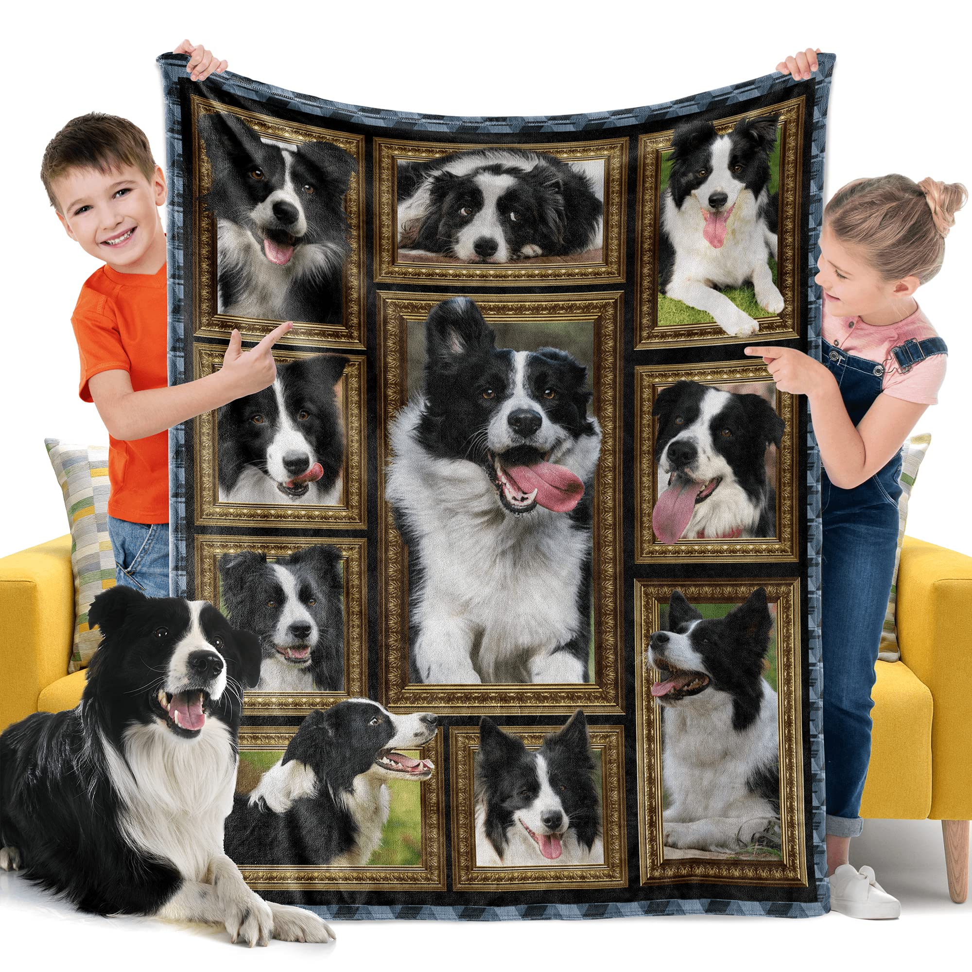 Soft Border Collie Dog Blanket for Kids & Toddlers - 40