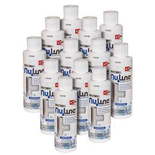 Nu-Line Drain Cleaner - 12 Pack (8 oz Bottles) - Fast Clog Removal for Kitchen Sinks, Showers & Bathtubs