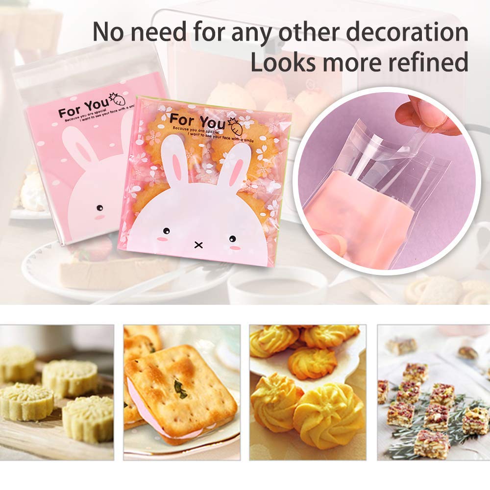 Chocozone 100-Pack Self-Adhesive Guddy Bags - Pink Party Favor Bags for Cookies, Chocolates & Birthday Gifts | Perfect for Baby Showers, Wedding Favors & Holiday Treats