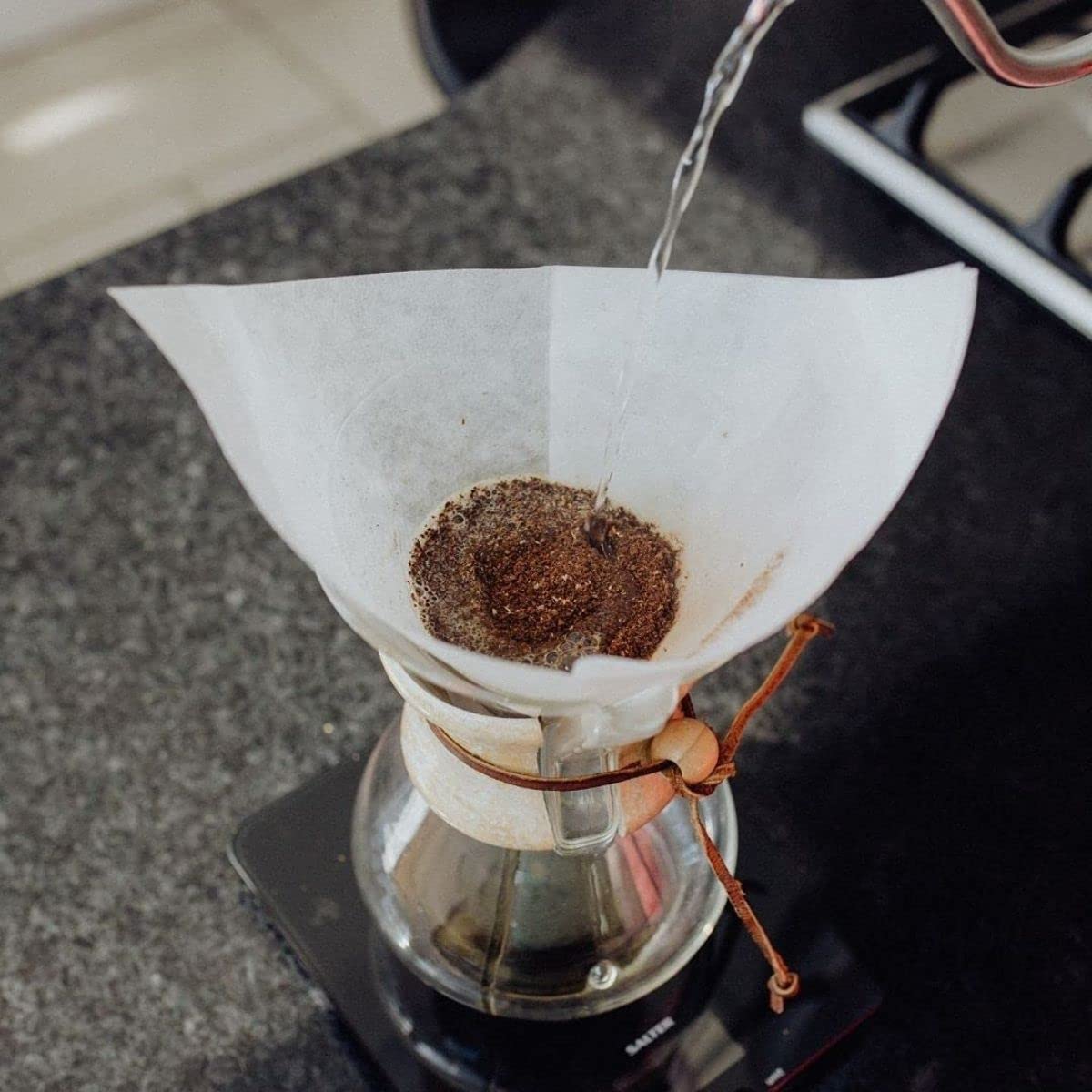 Premium Hand Blown Borosilicate Glass Pour Over Coffee Maker - 6 Cup Heat Resistant Carafe & Dripper Set for Home, Office & Camping Brewing - USA Made Specialty Coffee Accessory