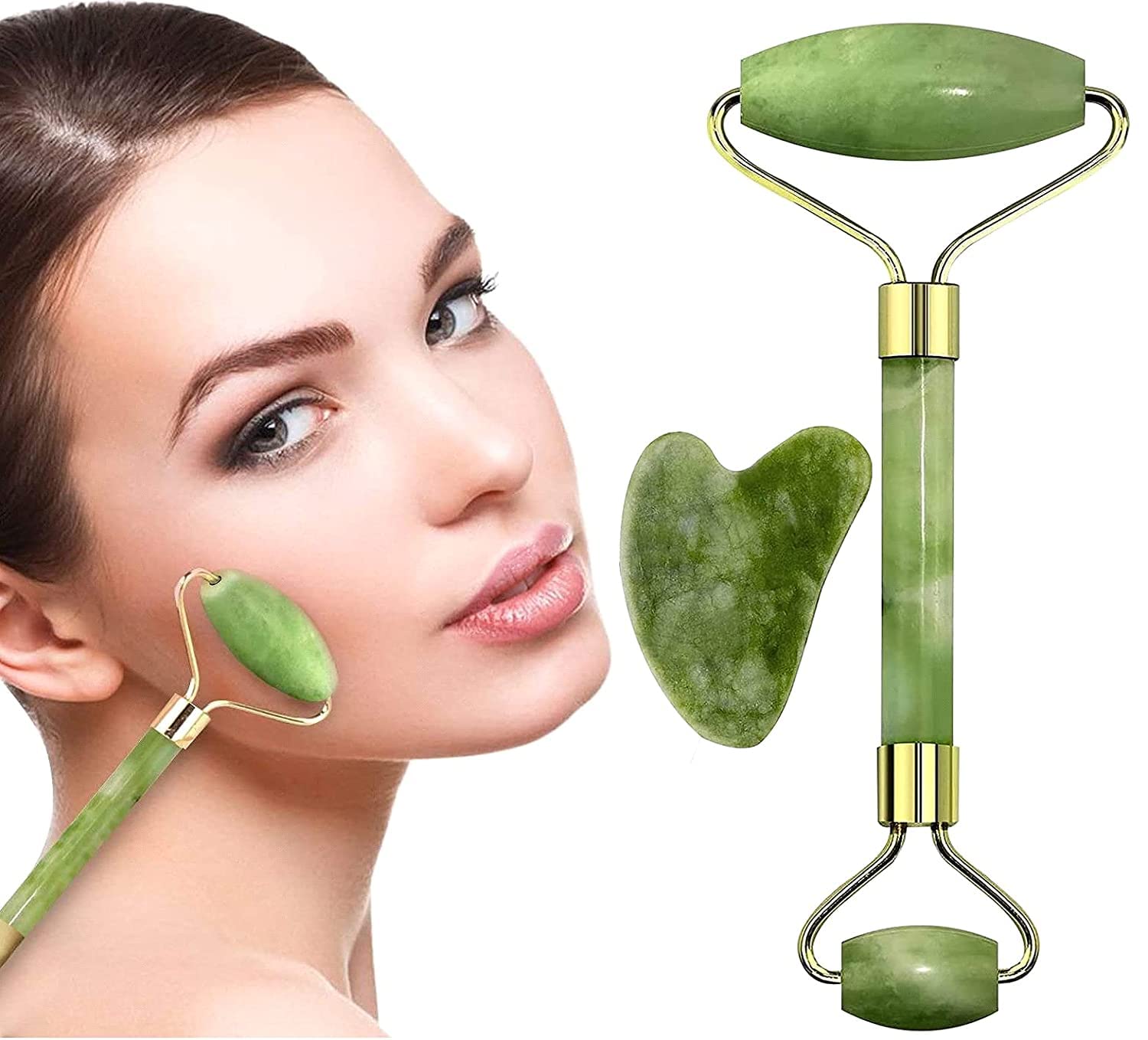 Finalize Ice Roller for Face Massager - 100% Natural Jade & Gua Sha Stone Facial Massager for Anti-Aging, Skin Tightening & Glow Enhancement | Reusable Ice Treatment for Clear Skin | Perfect for Morning Routine, Post-Workout Recovery & Spa Night (Blue Stone)