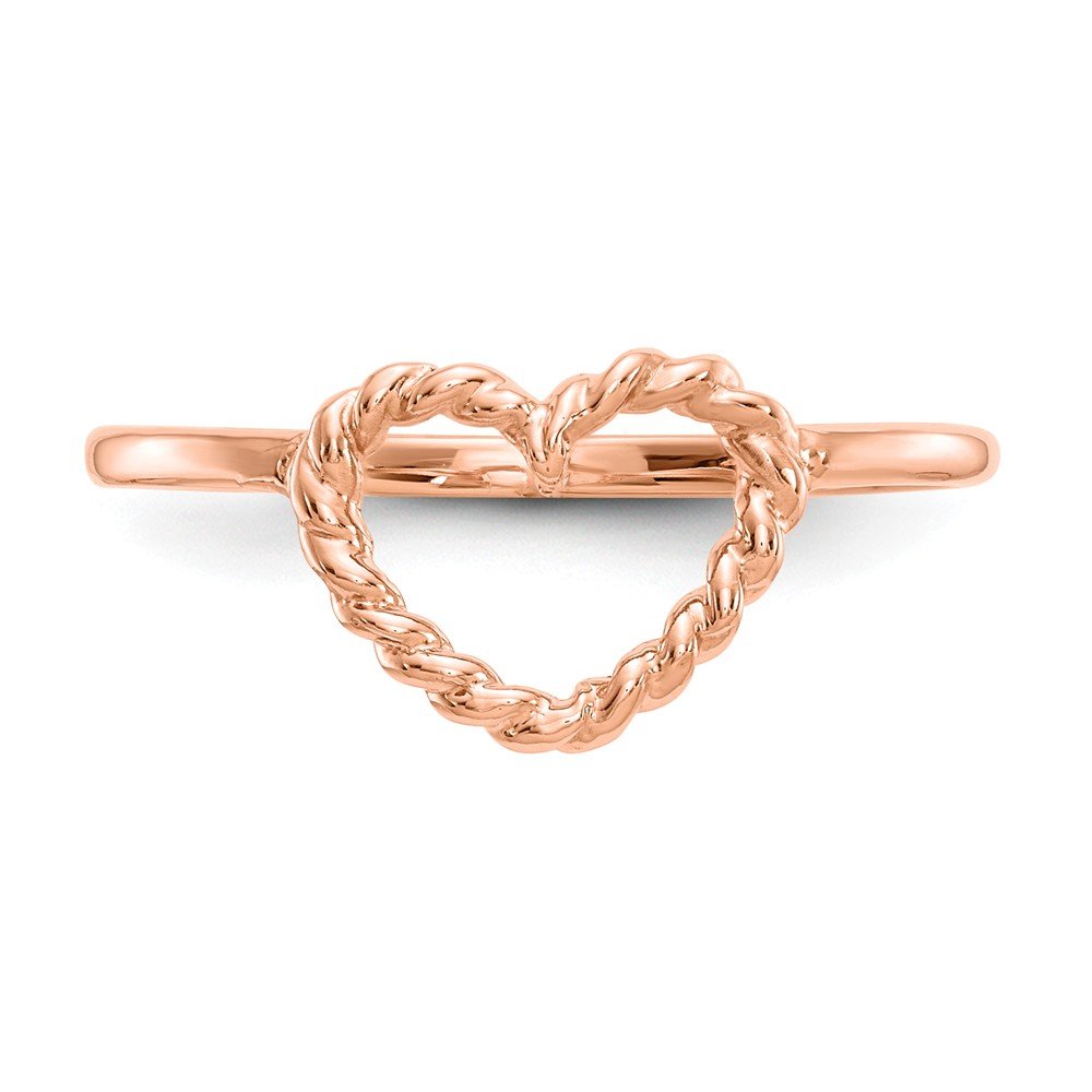 14K Rose Gold Textured Heart Ring Band for Women - Elegant Stackable Jewelry for Valentine's Day, Anniversary & Everyday Wear