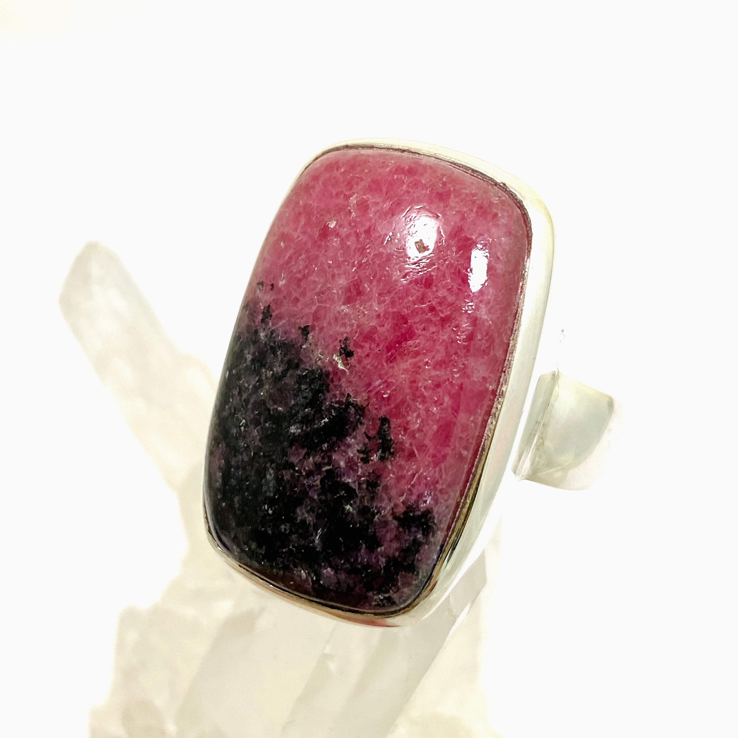 Rhodonite Rectangular Cabochon Ring - Size 10.5 PRGJ896 - Elegant Healing Stone Jewelry for Women, Perfect for Meditation, Energy Balancing & Spiritual Gifts