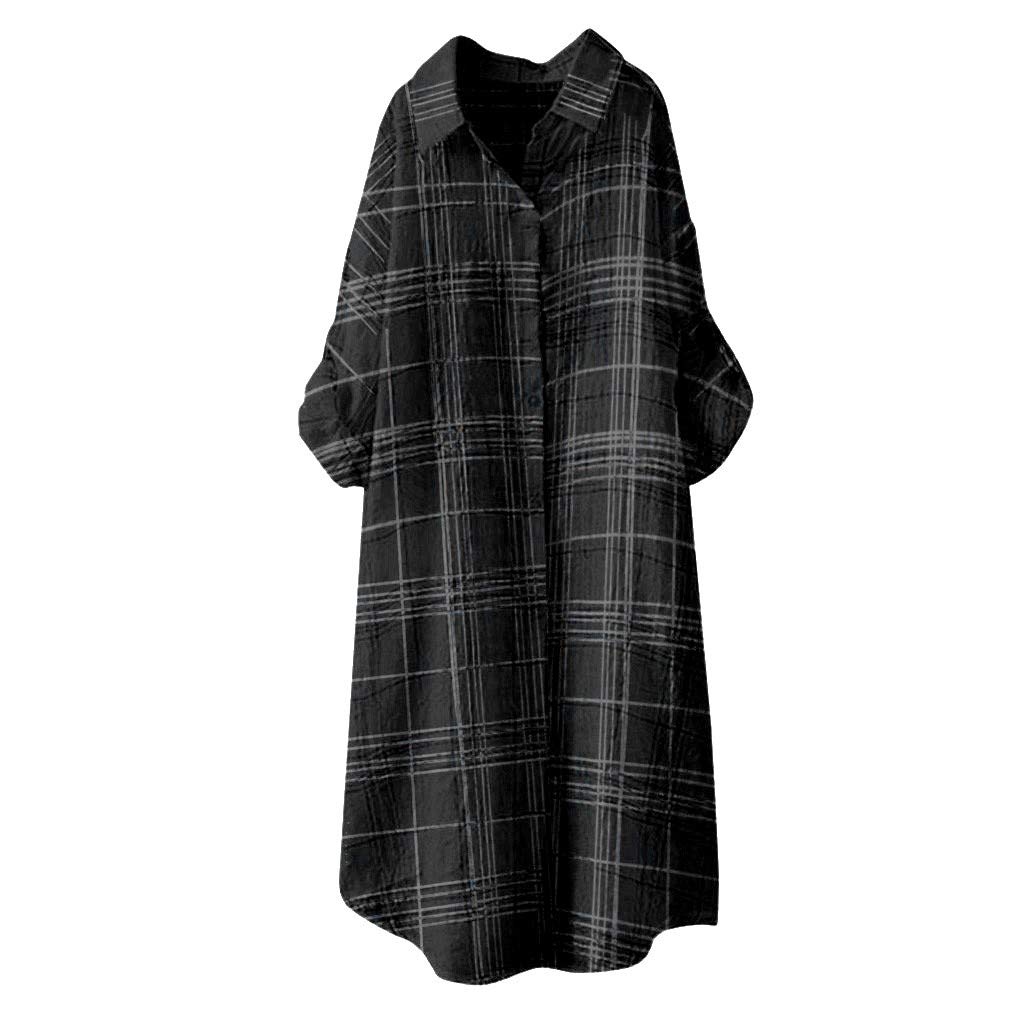 Elegant Women's Long Sleeve Plaid Button-Down Shirt - Casual & Work Blouse with Check Stripe Pattern - Perfect for Office, Business Meetings & Everyday Wear