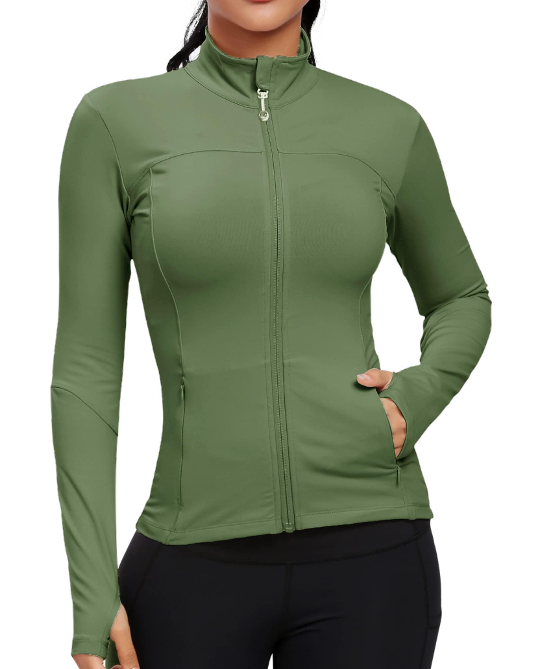 GYM RAINBOW Women's Lightweight Full Zip Workout Jacket - Slim Fit Athletic Running Sports Track Jacket with Pockets for Gym, Jogging & Outdoor Activities