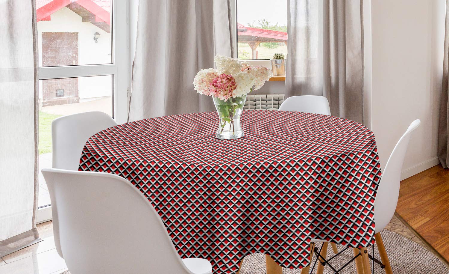 Ambesonne Geometric Round Tablecloth 60