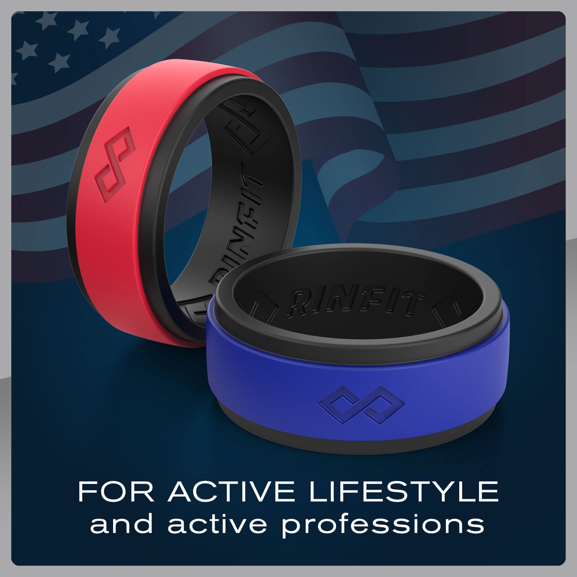 Rinfit Matching Silicone Wedding Bands for Couples - His and Hers Ring Sets Black/Red - Durable Comfort Fit Silicone Rings for Active Lifestyles - Gym, Swimming, Travel & Everyday Wear