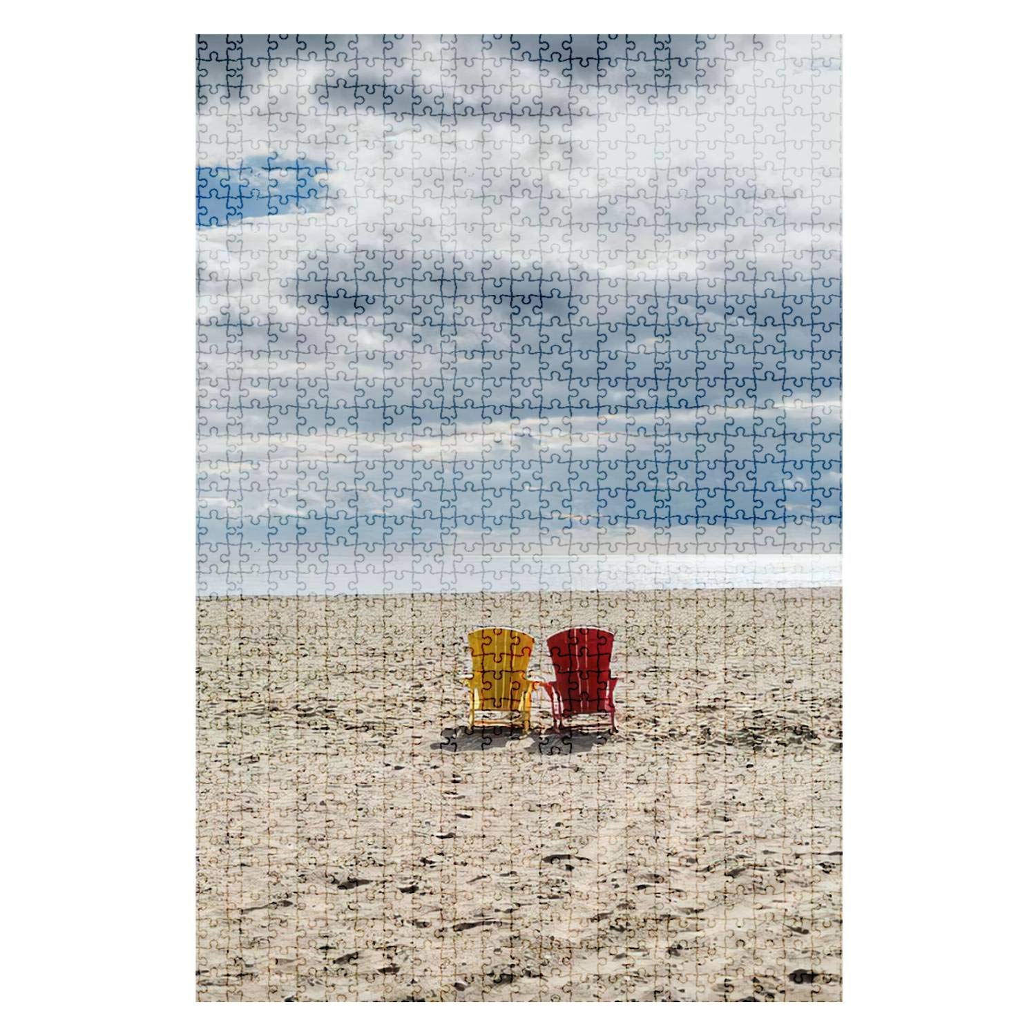1000-Piece Wooden Jigsaw Puzzle - Adirondack Chairs Beach Scenery - Challenging Adult Puzzle Game - Large DIY Educational Toy for Kids & Adults - Home Decor Gift for Puzzle Lovers (Perfect for Family Game Nights, Stress Relief & Home Decoration)