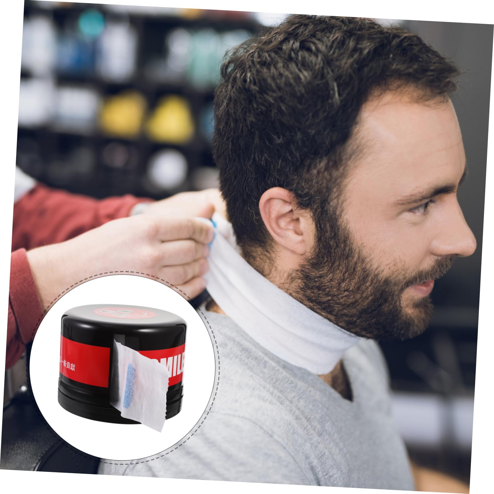 Barber Neck Paper Roll Dispenser Box with 1 Set Neck Strips - Salon Hairdressing Paper Holder for Hygienic Haircut & Grooming - Perfect for Barbershops, Salons & Home Use