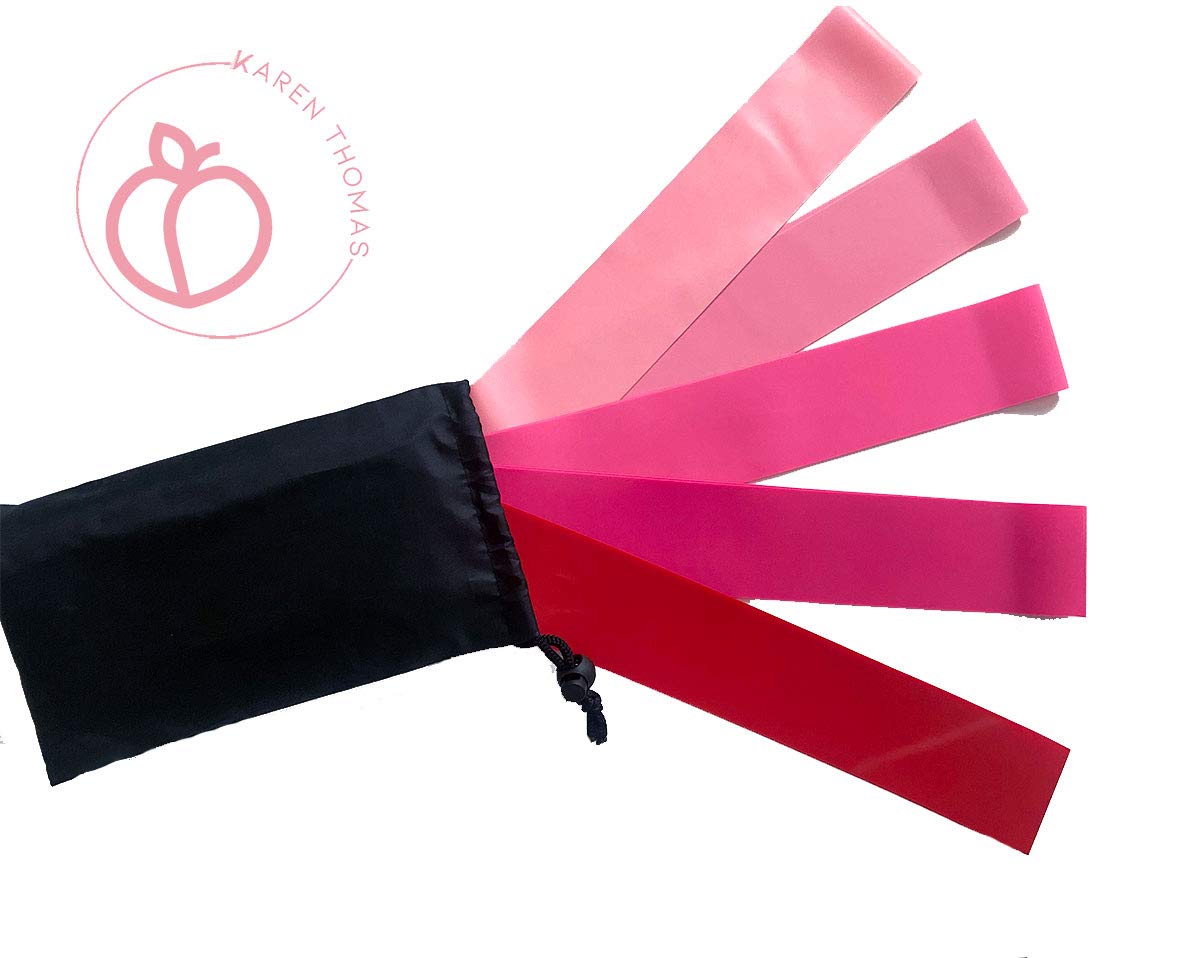 5 Pack Non-Slip Resistance Booty Bands with Travel Pouch - Premium Barre Exercise Bands for Legs & Glute Workouts - Home Fitness, Squats, Yoga, Pilates & Physical Therapy - Perfect for Women's Workout, Gym & Stretching Routines (Ideal for Home Exercise, Studio Training & Physical Rehabilitation)