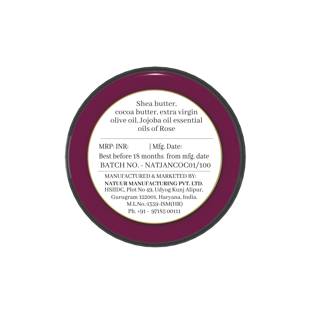 NATUUR Moisturizing Lip Balm with Rose & Cardamom - 15g Organic Lip Care for Dry, Chapped Lips - Perfect for Winter, Travel & Daily Hydration