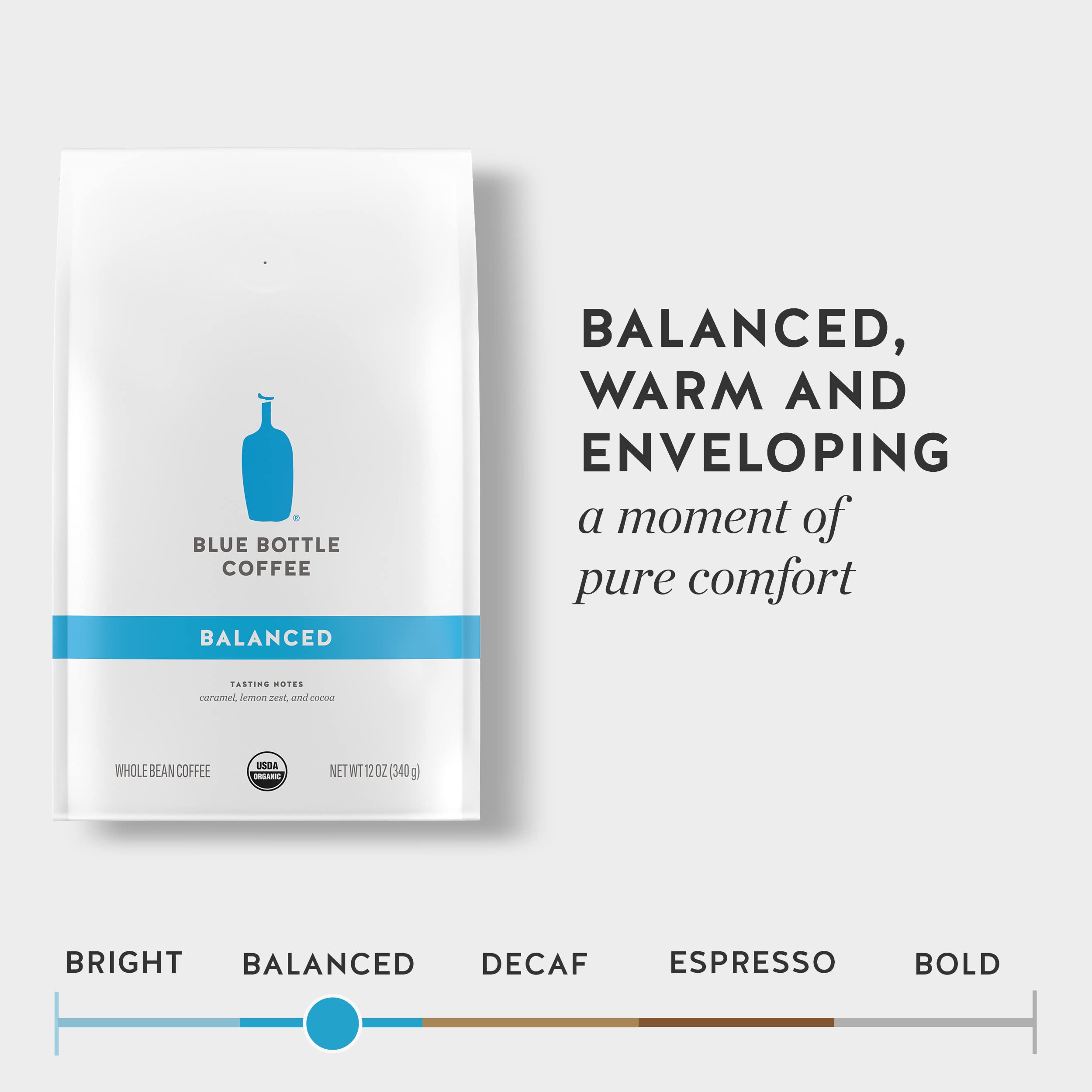 Organic Blue Bottle Whole Bean Coffee - Medium Roast, Balanced Flavor, 12oz Bag (Pack of 6) | Premium Arabica Beans for Home Brewing, Office & Gifts