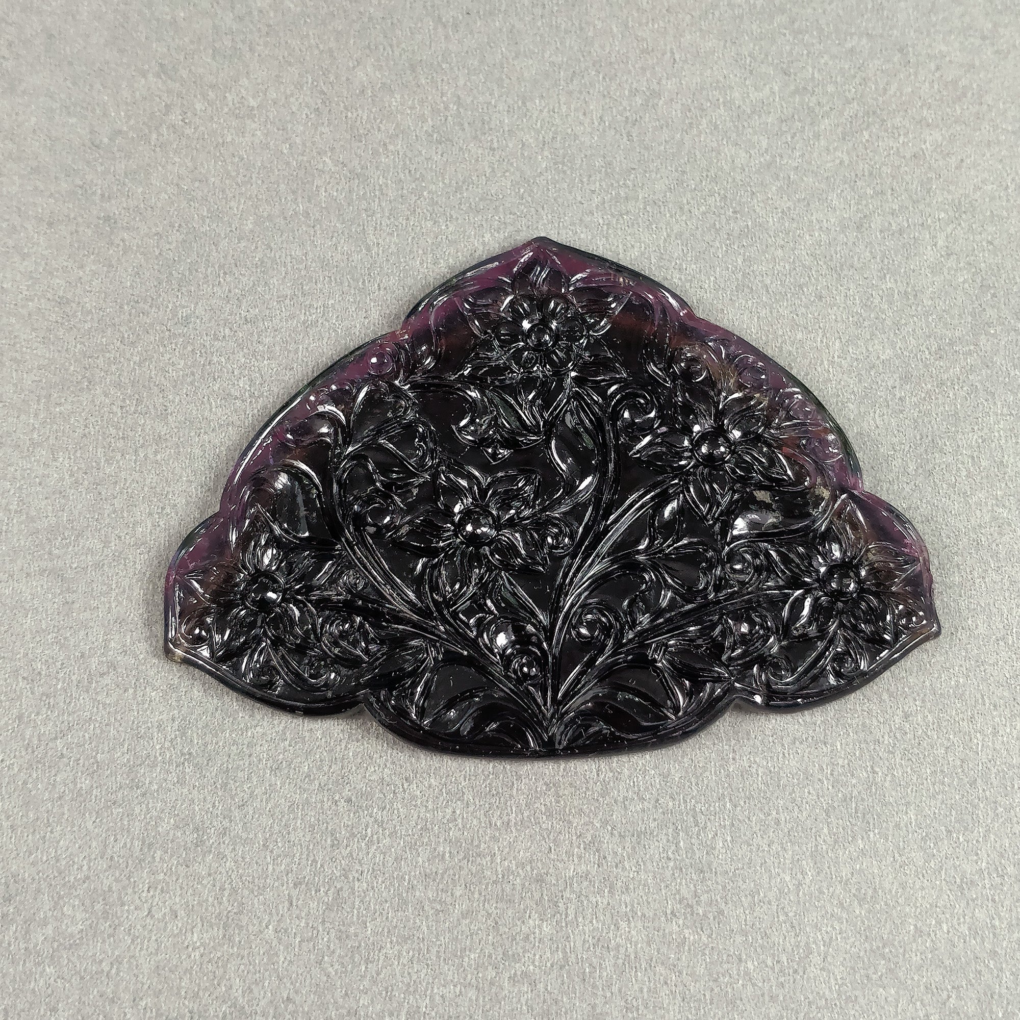 Exclusive Rare BLACK PINK TOURMALINE Gemstone Carving - 191.54cts Natural Untreated Hand Carved Tourmaline Flower (82x60x6mm) | Unique Jewelry Making, Crystal Healing & Luxury Gift for Collectors
