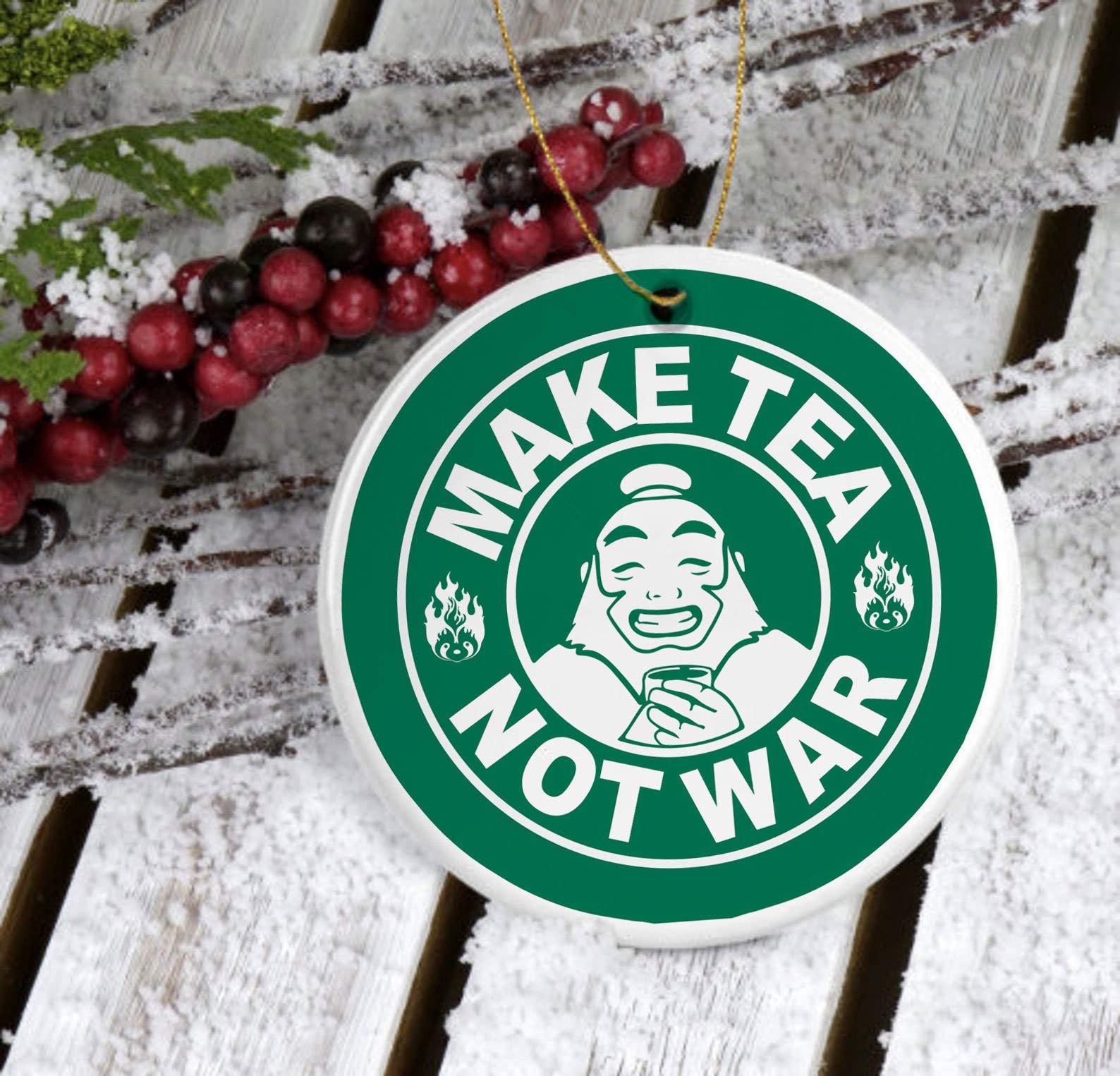Uncle Iroh Tea Ornament - 'Make Tea Not War' The Last Airbender Inspired Japanese Tea Ceremony Decor - Perfect Gift for Tea Lovers & Christmas 2020 - Great for Home Decor, Office Desk, or Fan Collection
