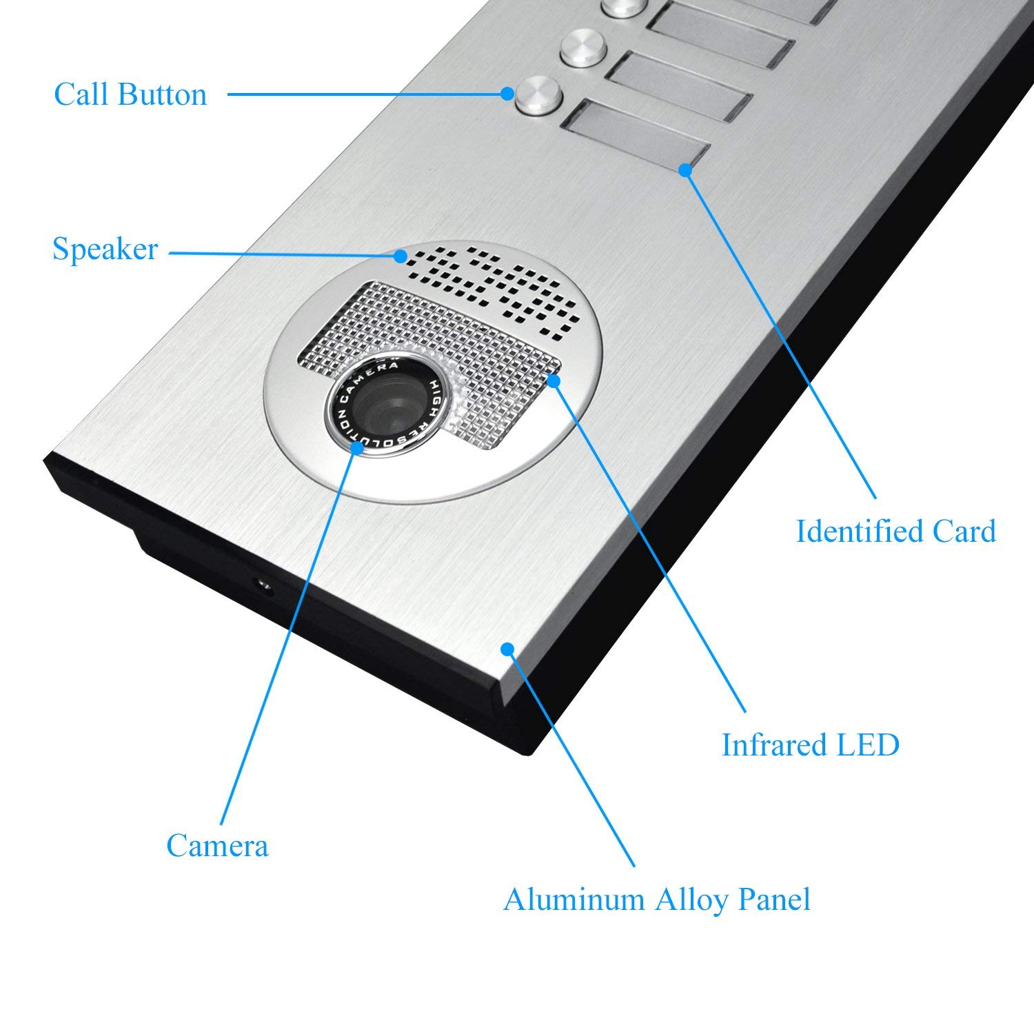 6-Key Wired Video Intercom Doorbell with IR Night Vision & ID Keyfob Unlock - Apartment Security System for Multi-Unit Buildings, Homes & Offices