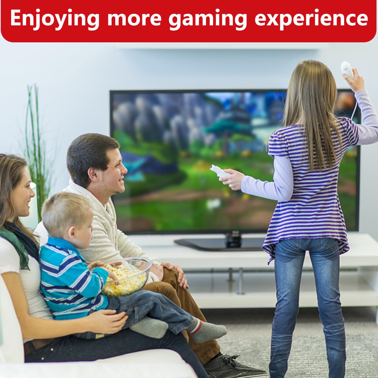 OSTENT Motion-Based Wired Nunchuck Controller for Nintendo Wii - Red | Compatible with Wii Console Games | Perfect for Wii Sports, Mario Kart & Family Gaming Sessions