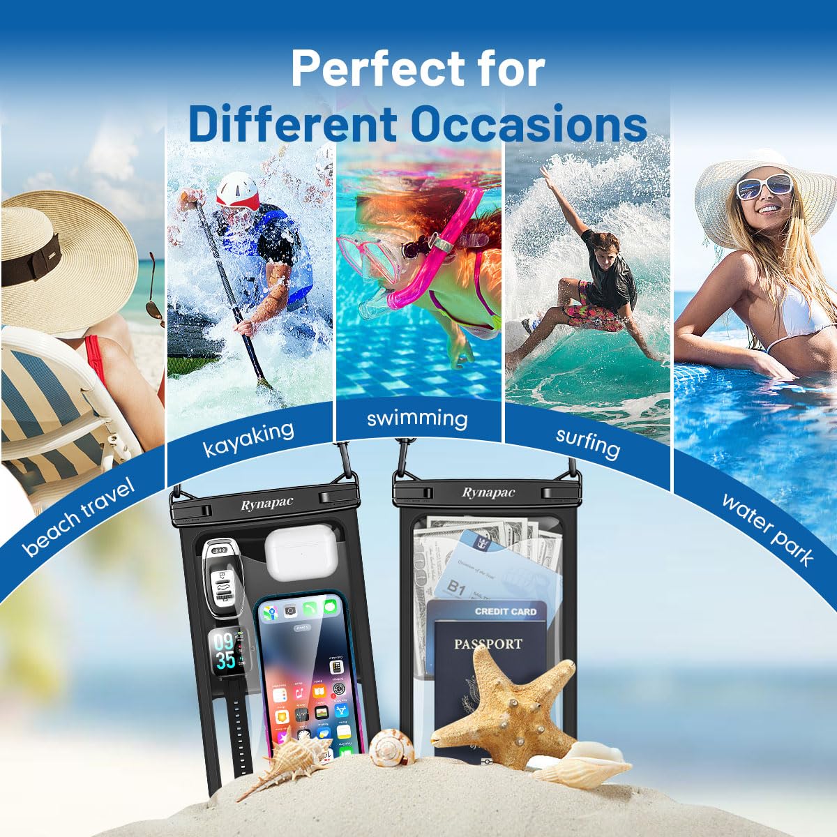 2 Pack Waterproof Phone Pouch - IPX8 Waterproof Phone Case with Lanyard for iPhone 16 15 14 Pro Max, Galaxy S24 S23 S22 Ultra - Perfect for Beach, Swimming, Kayaking & Cruise Ship Essentials