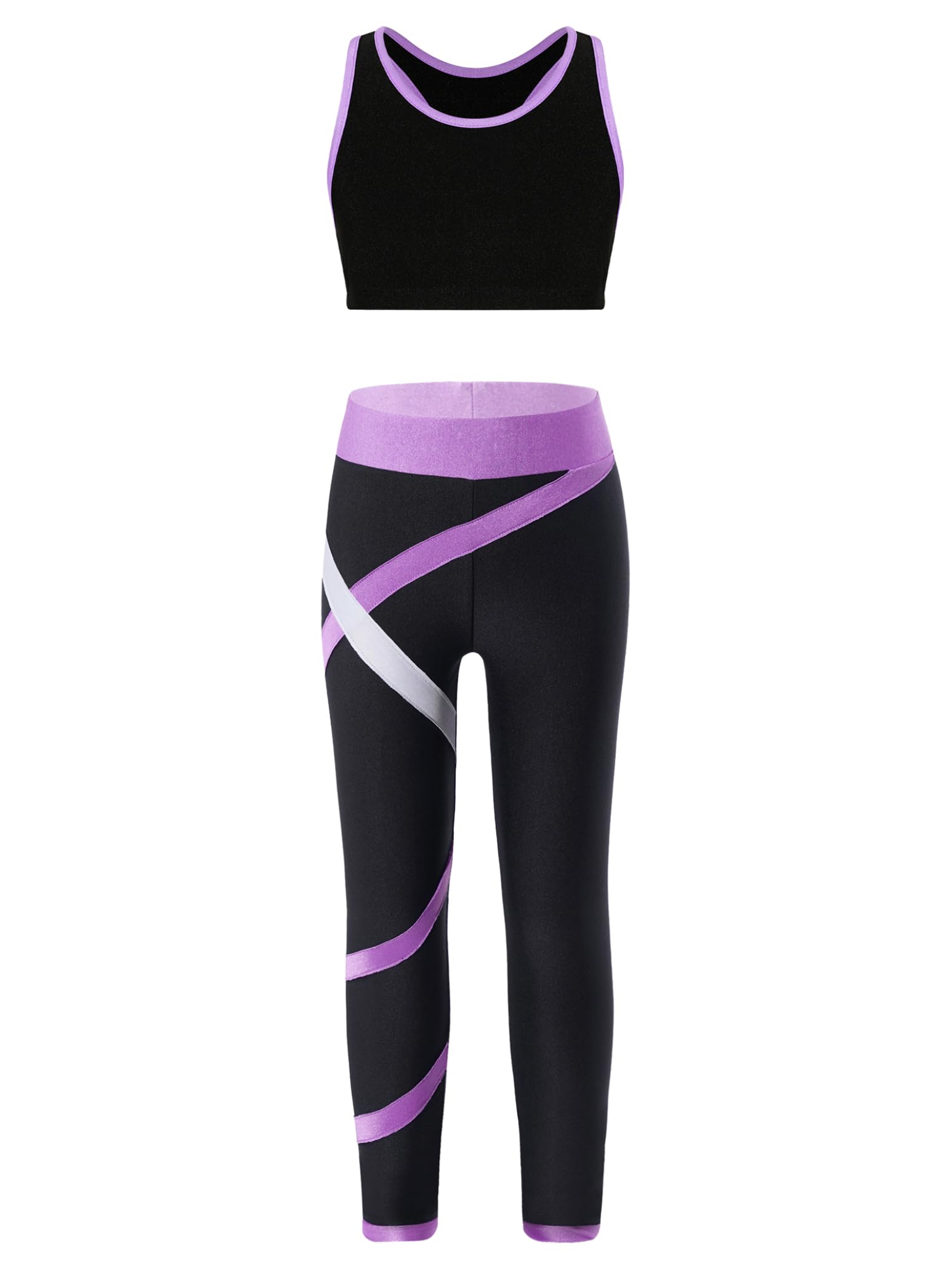 Girls 2-Piece Dance Outfit Set - Sports Bra & Athletic Leggings - Gymnastics Tracksuit for Kids - Perfect for Dance Class, Yoga & Fitness Training
