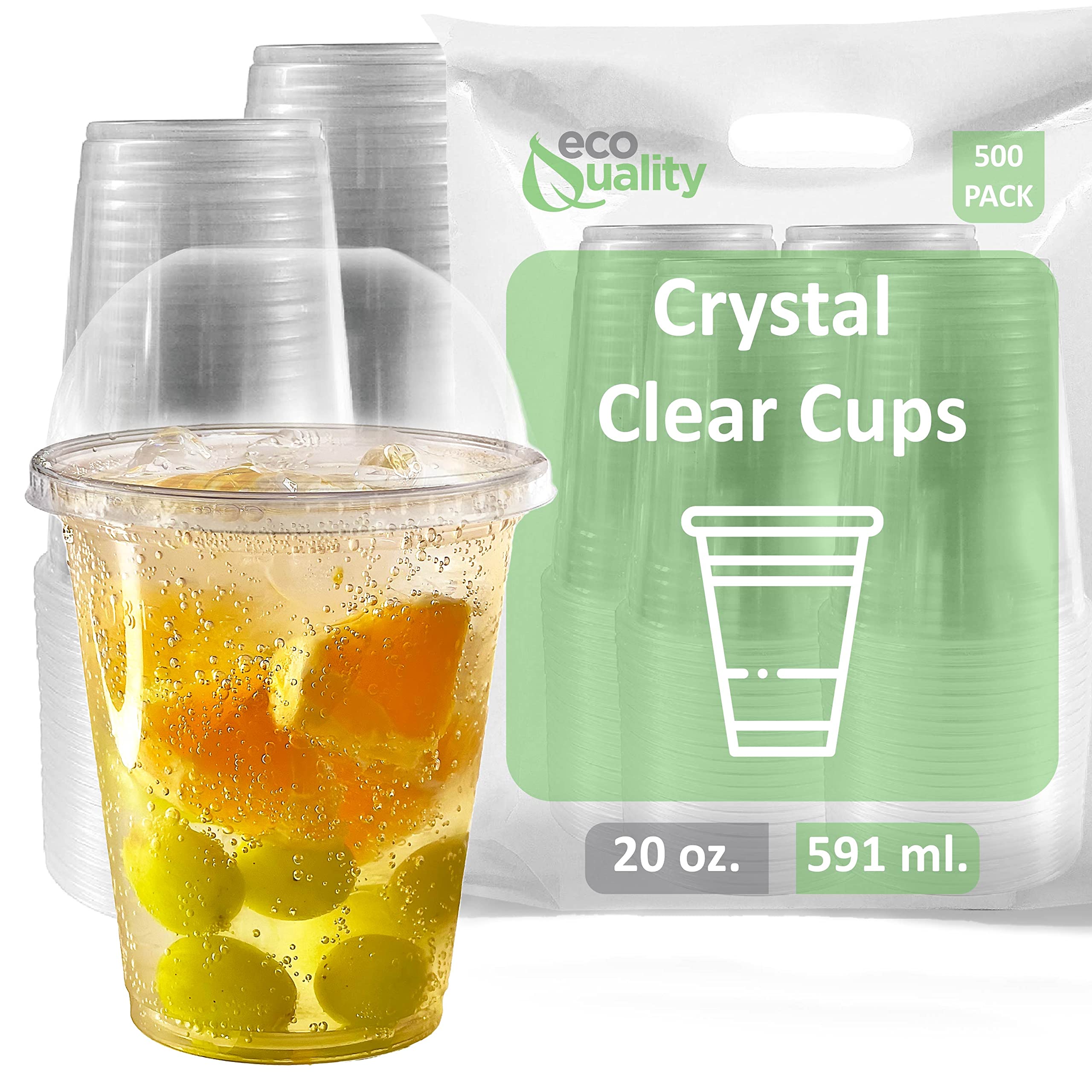 500 Pack 20 oz Clear Plastic Disposable Cups with Dome Lids - Ideal for Iced Coffee, Smoothies, Juice, Soda & Cocktails | Perfect for Coffee Shops, Parties, Restaurants & Takeout Drinks