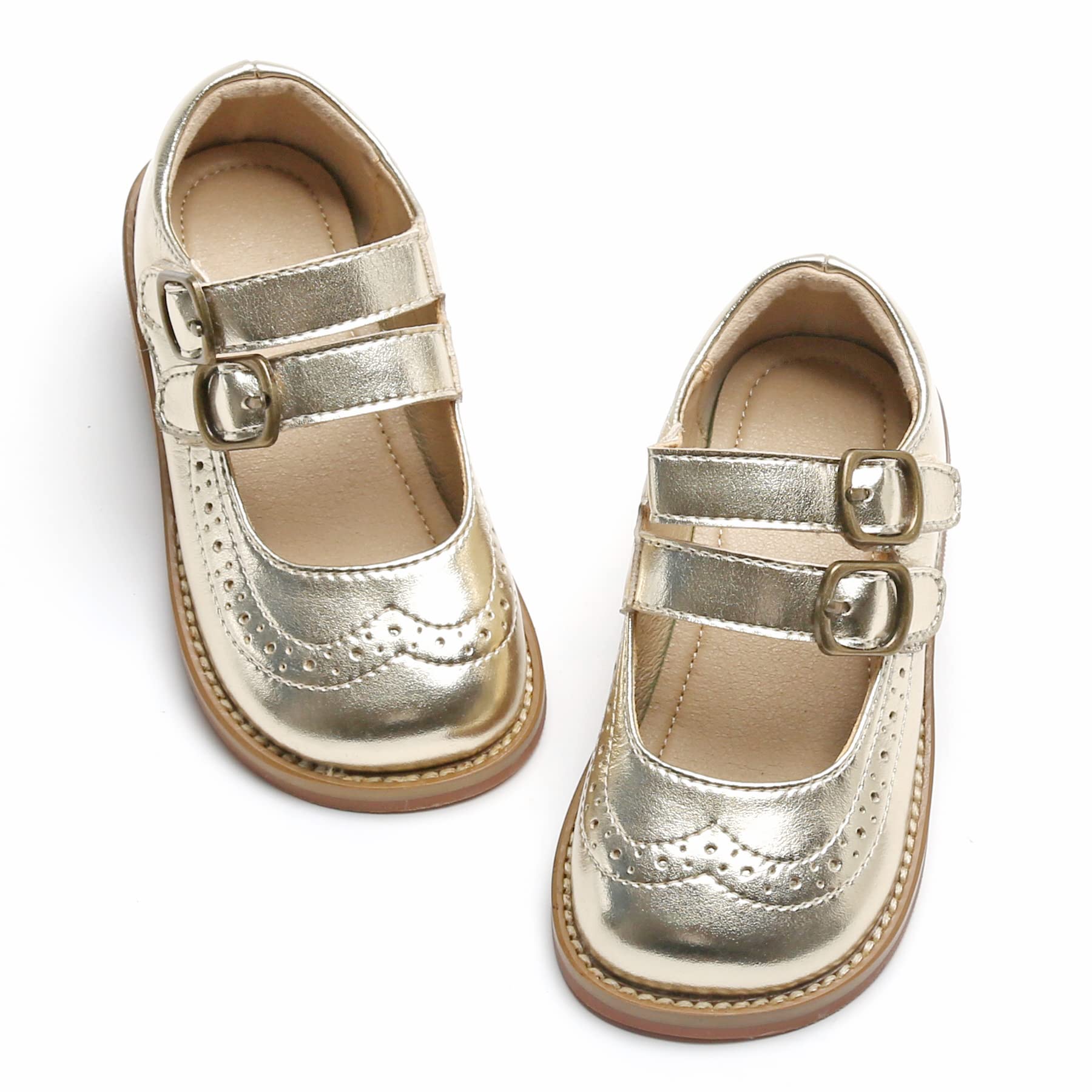 GINFIVE Toddler Girls Mary Jane Flats - Cute & Comfortable Dress Shoes for Little Girls - Perfect for Weddings, Parties & School Events