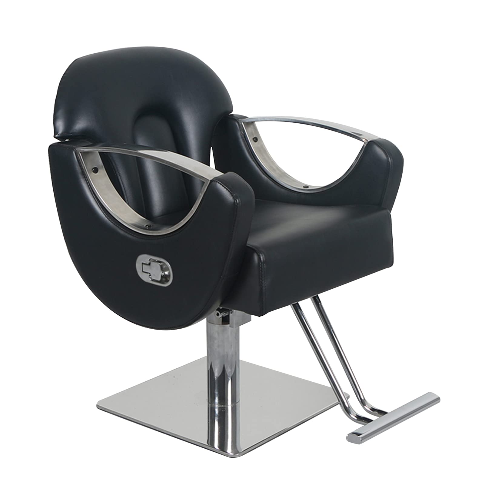 DPPAN 360° Swivel Hydraulic Barber Chair - Professional Salon Hair Stylist Chair with Adjustable Height, Rolling Base & Ergonomic Design for Hair Cutting, Shaving & Styling (Black) - Perfect for Barbershops, Salons & Home Use