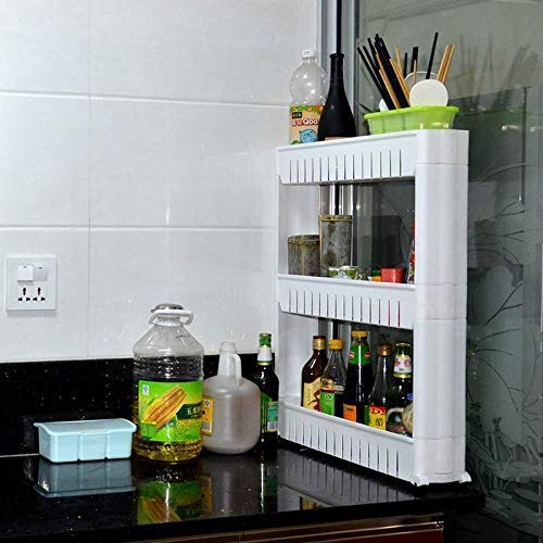 Orrda 3-Tier Slim Space Saving Storage Organizer Shelf with Wheels - Kitchen, Bathroom, Bedroom Organizer Rack for Spices, Toiletries & Home Essentials (White) | Perfect for Small Spaces & Clutter-Free Organization