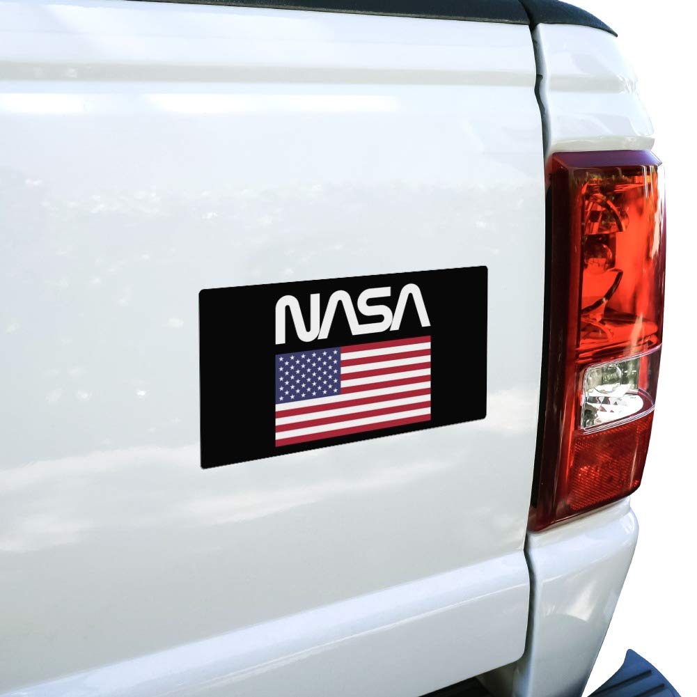 NASA Official Worm Logo USA Flag Vinyl Magnet - Strong Adhesive for Cars, Refrigerators, Lockers & Metal Surfaces - Perfect for Home, Office, Dorm Decor & Space Enthusiast Gifts