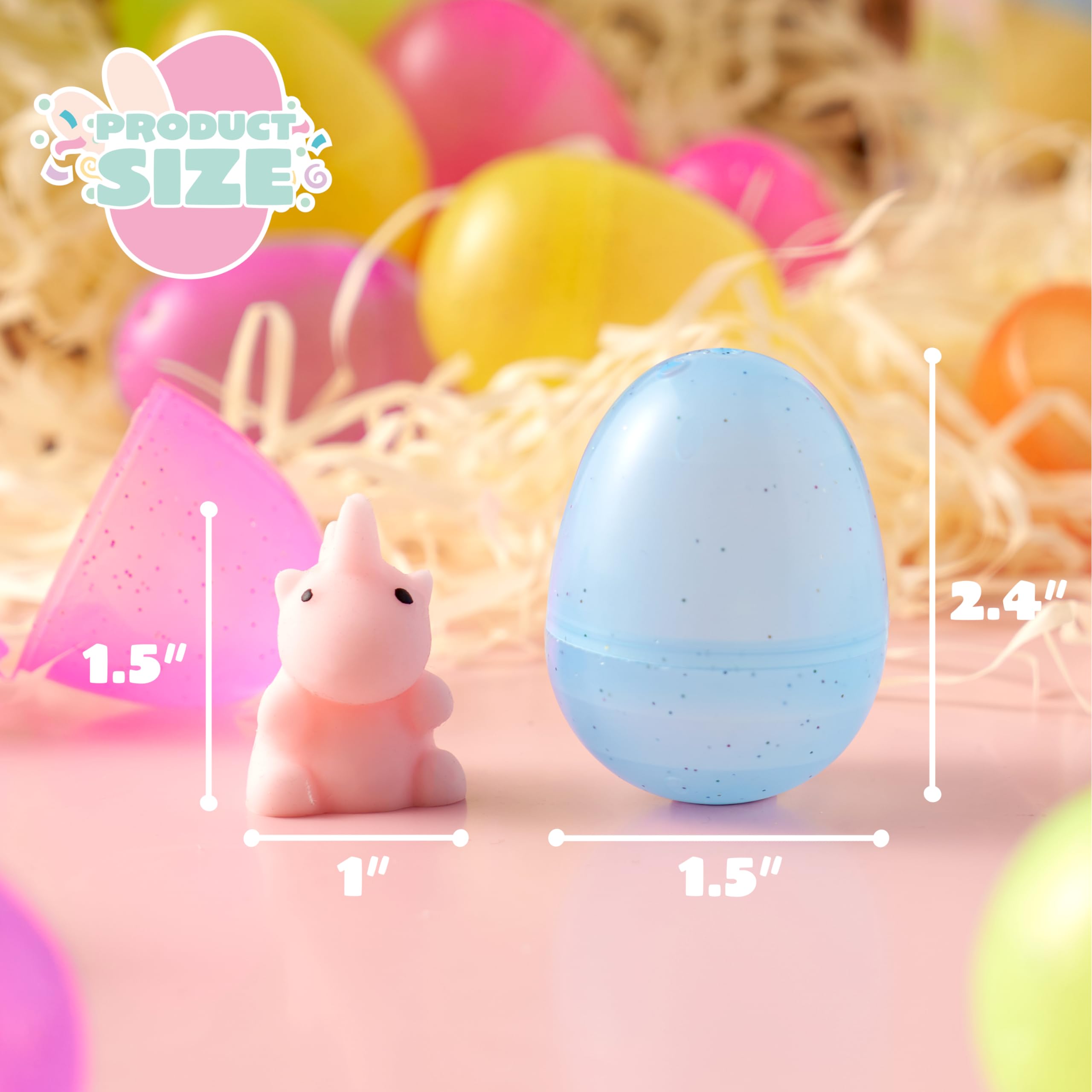 JOYIN 24 Pcs Easter Eggs with Mochi Squishy Toys - Animal Stress Relief Fidget Toys for Easter Basket Fillers, Kids Party Favors & Classroom Prizes - Perfect for Easter Egg Hunts, Birthday Parties & School Rewards