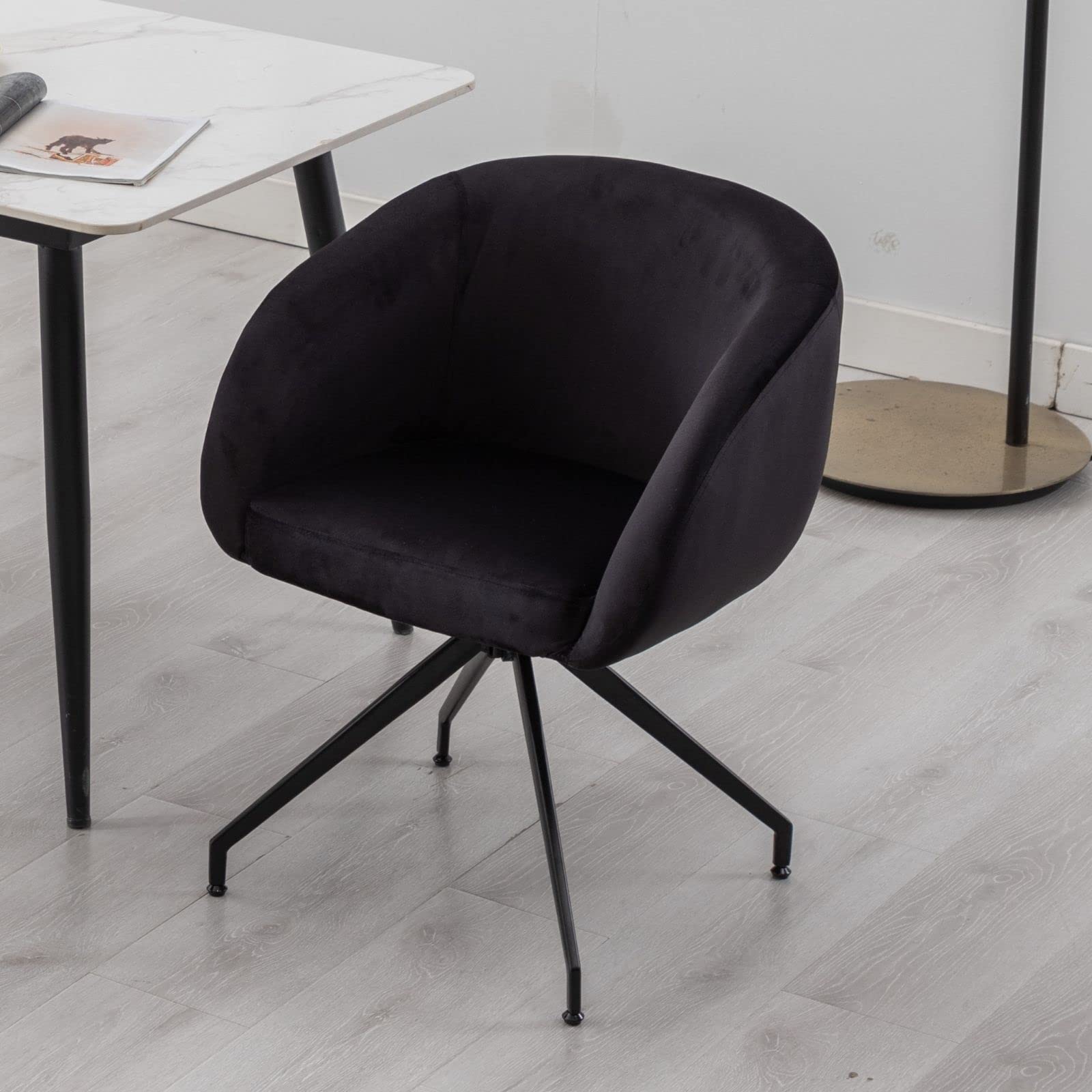 LukeAlon Modern Velvet Swivel Black Boucle Chair - 20