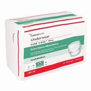 Cardinal Health Sure Care Ultra Underwear for Adults - Small/Medium (34-46 Inch Waist) - Comfortable & Absorbent Incontinence Briefs for Day & Night Use