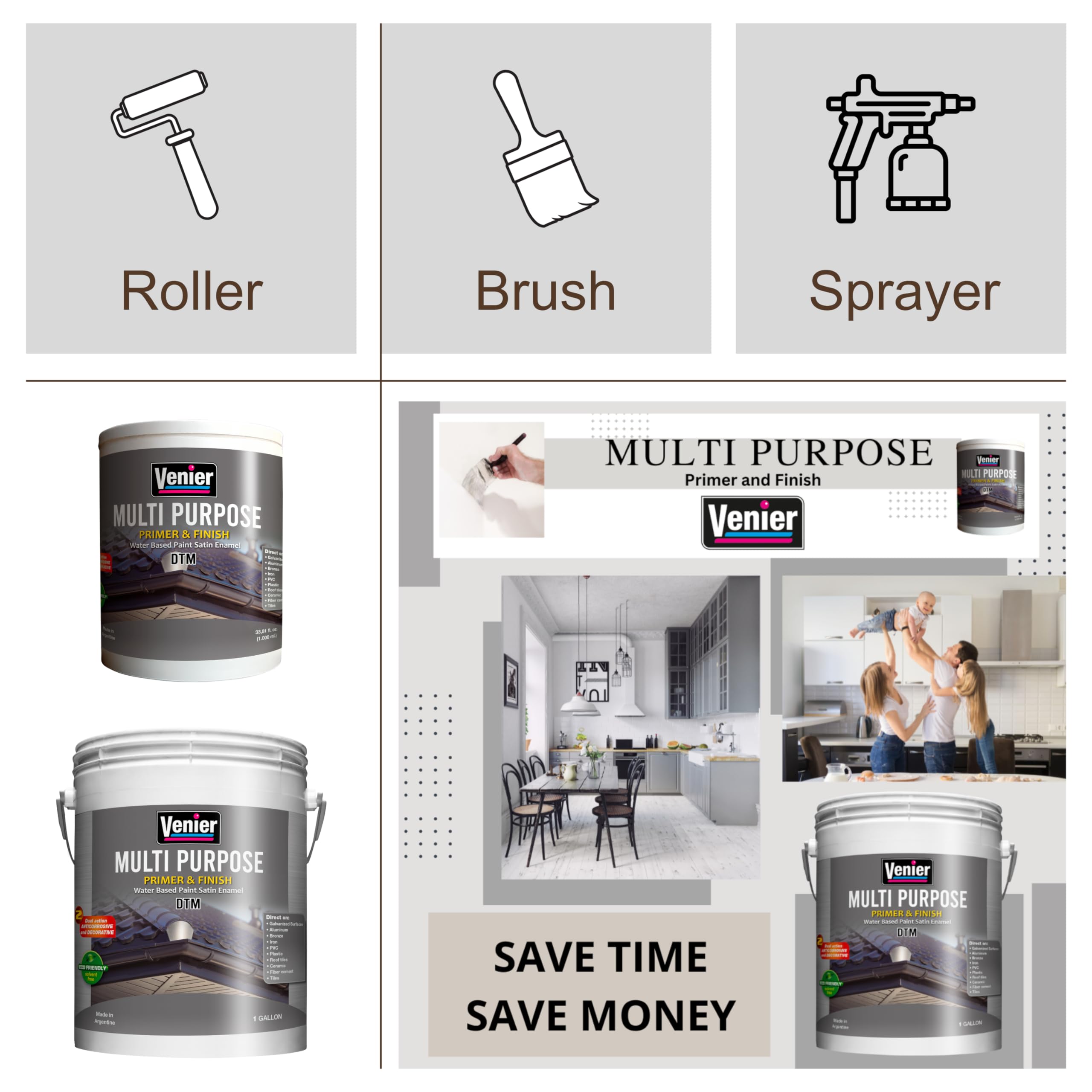 Venier White Cabinet Paint - Satin Finish Furniture Paint - 128 Fl Oz (1 Gallon) - All-in-One Paint for Cabinets, Furniture & Trim - No Sanding or Priming Required - Multi-Surface Paint for Wood, Metal & More - Perfect for Kitchen Cabinets, Bathroom Vanities & Home Decor Projects