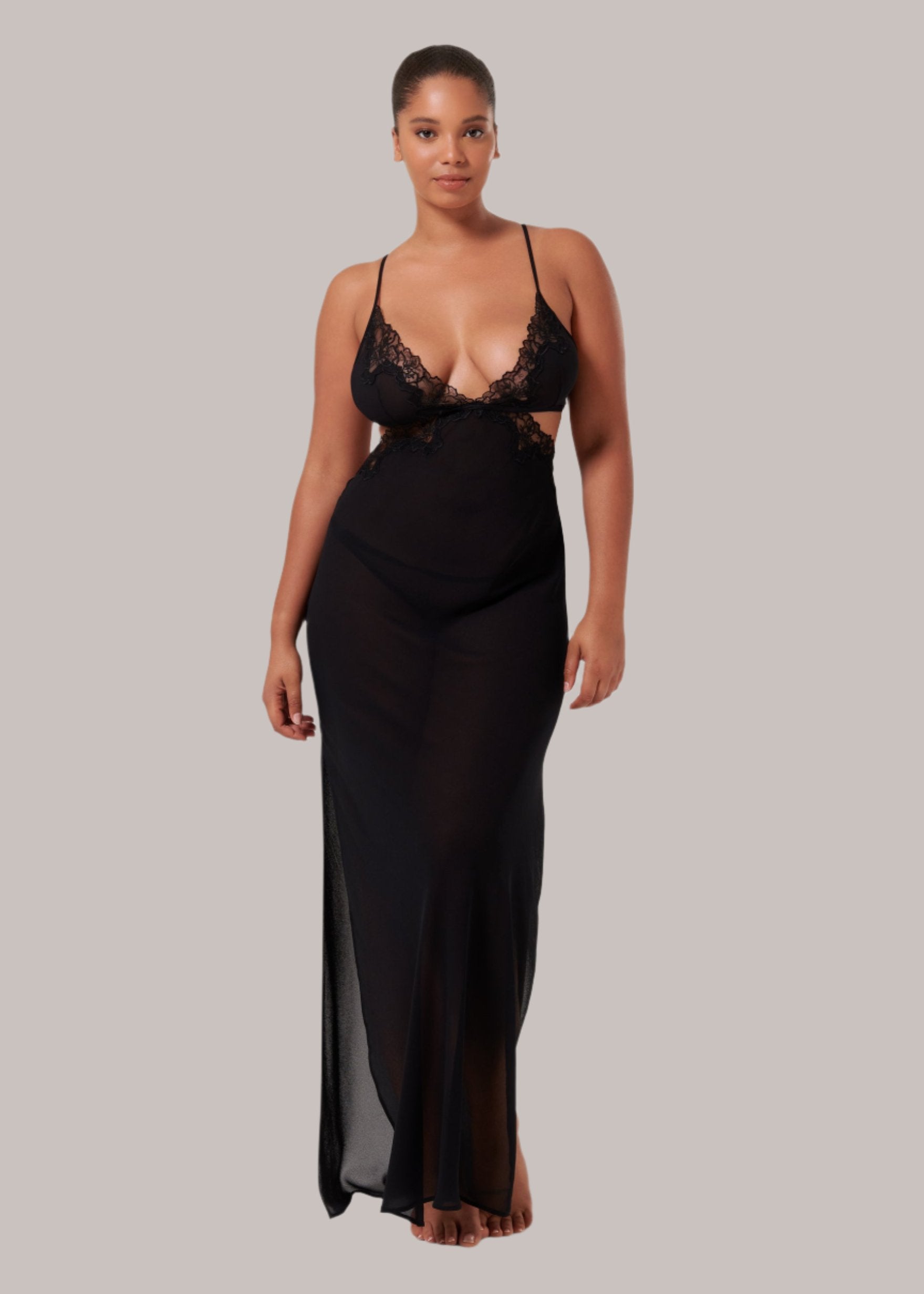 Julianne Long Chemise Nightgown - Soft & Comfortable Sleepwear for Women (Black) | Perfect for Relaxing at Home, Lounging & Overnight Stays