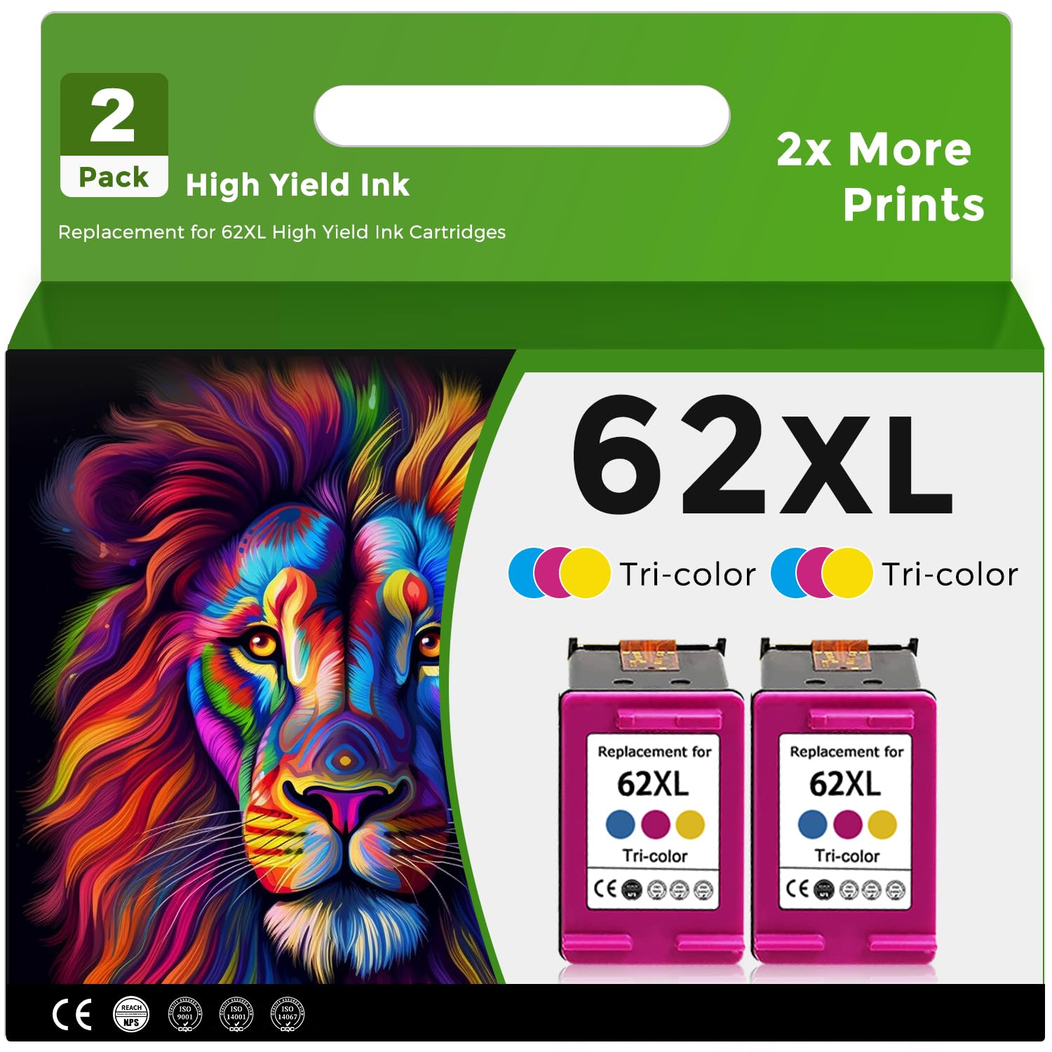 High-Quality Remanufactured HP 62XL Ink Cartridge Replacement - Compatible with HP 5540, 5542, 5545, 5640, 5642, 5660, 5664, 5665, 7640, 7645, 8000, 200, 250, 5740, 5742, 5743, 5745, 8040, 8045 Printers - Perfect for Home, Office & School Printing Needs