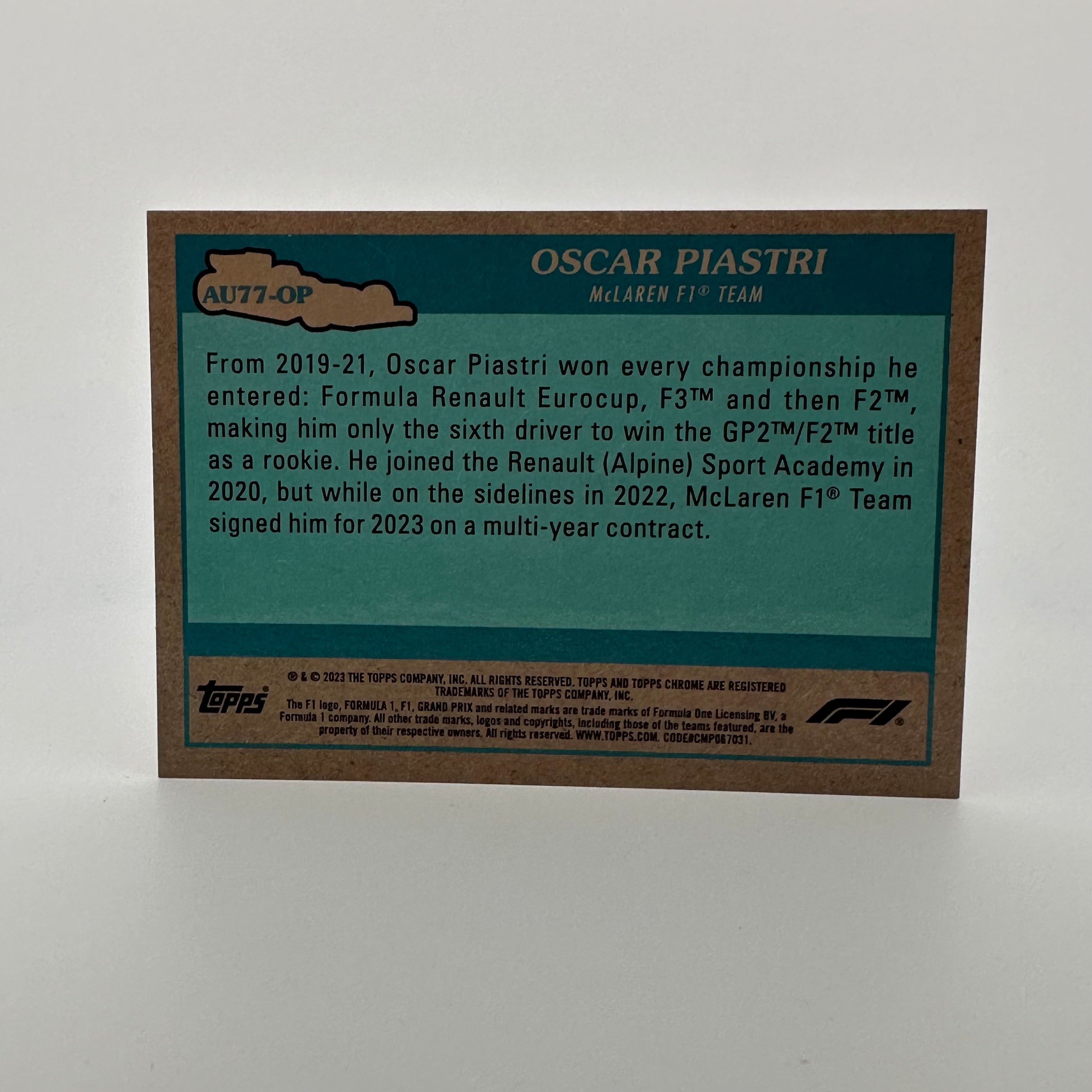 Oscar Piastri McLaren 2023 Chrome #AU77 OP 23/25 Orange - Limited Edition Collectible for F1 Fans & Racing Enthusiasts
