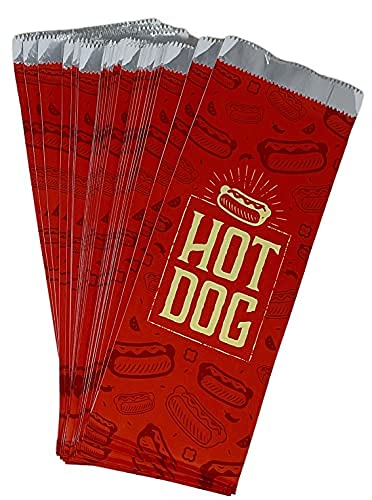 Grease-Proof Hot Dog Wrapper Bags - 25 Pack | Leak-Proof & Durable Food Packaging for BBQs, Picnics & Food Trucks