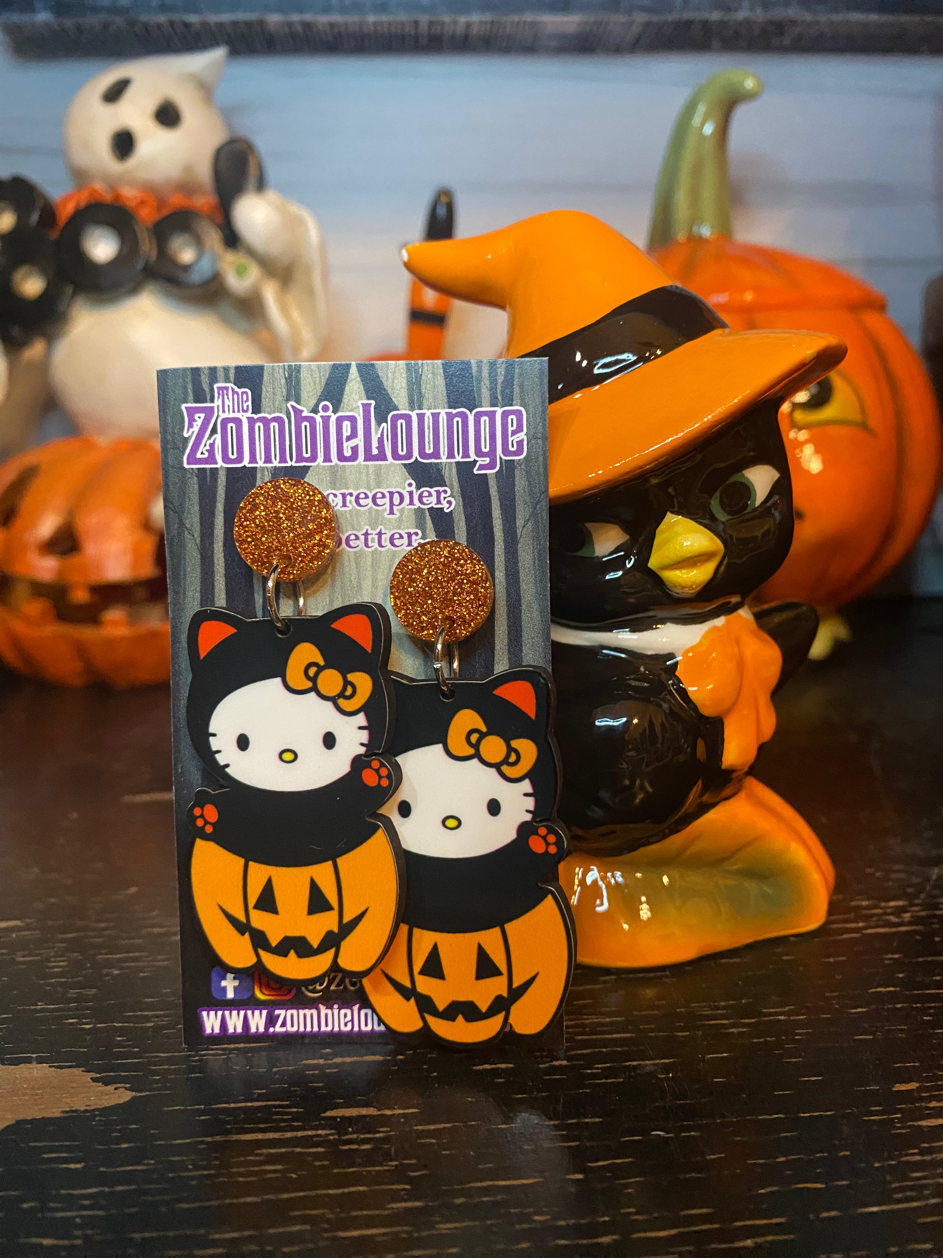 Spooky Halloween Pumpkin Kitty Earrings - Cute Cat & Pumpkin Design Jewelry for Women & Girls - Perfect for Costume Parties, Trick or Treat & Fall Festivals