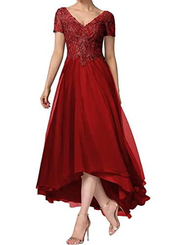 Elegant V-Neck A-Line Lace Applique Mother of The Bride Dress - Formal Evening Gown for Wedding Guest, Special Occasions & Black Tie Events
