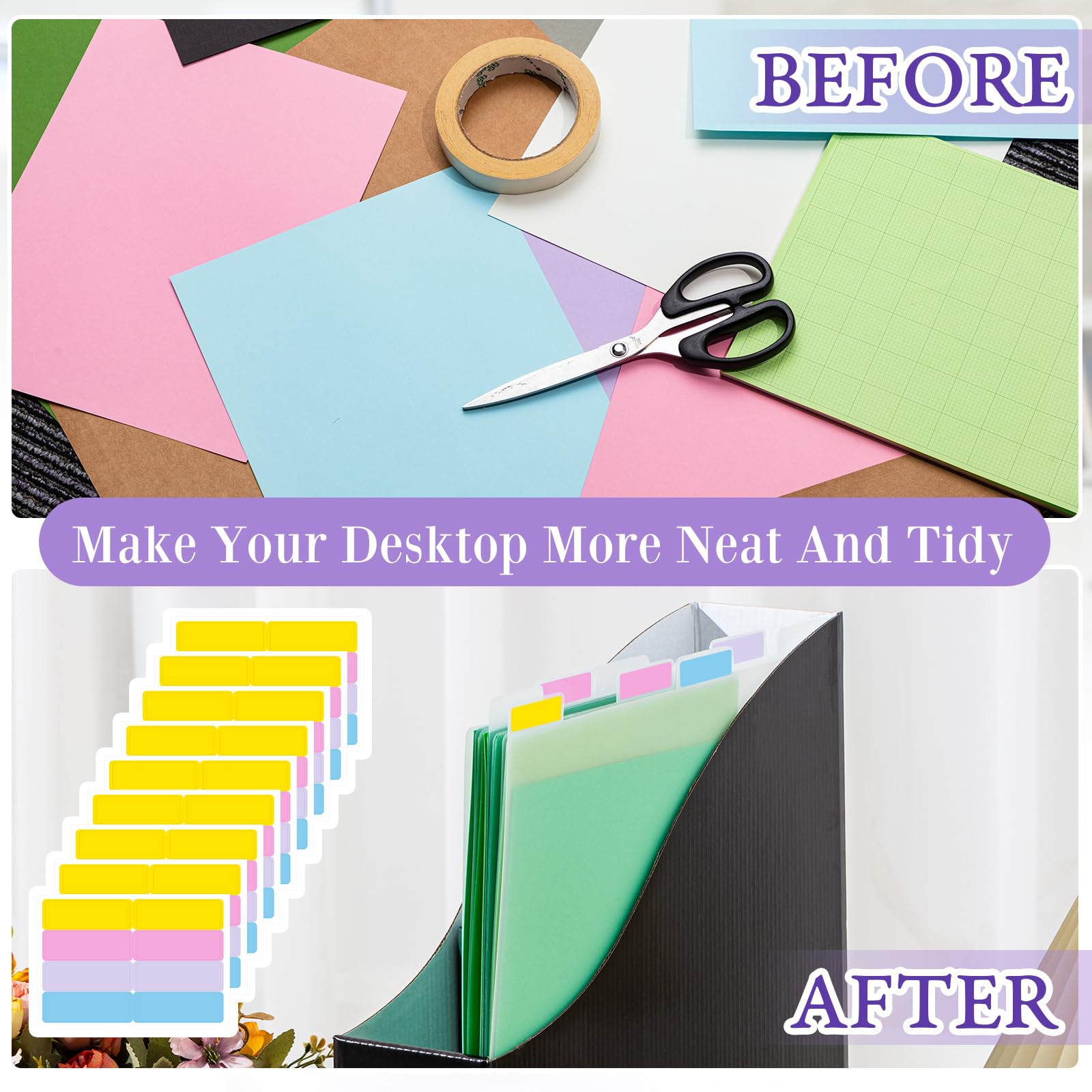 Qilery 24-Piece Scrapbook Paper Organizer with 48/72 Sticky Index Tabs - 12x12 Paper Storage Dividers for Vinyl, Cardstock & Photos | Perfect for Crafting, Scrapbooking & Document Organization
