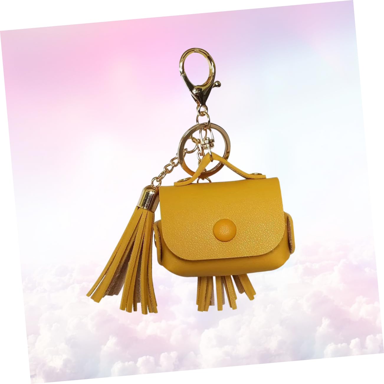 Yardenfun Mini Earphone Case - PU Leather Shockproof Headphone Pouch with Unique Design, Yellow | Perfect for Travel, Gym & Daily Use