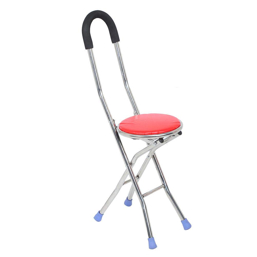 **Portable Folding Cane Chair with Seat - Anti-Slip 4-Leg Walking Stick for Seniors, Sponge Handle & Stainless Steel Frame - Ideal for Hiking, Travel & Outdoor Activities**