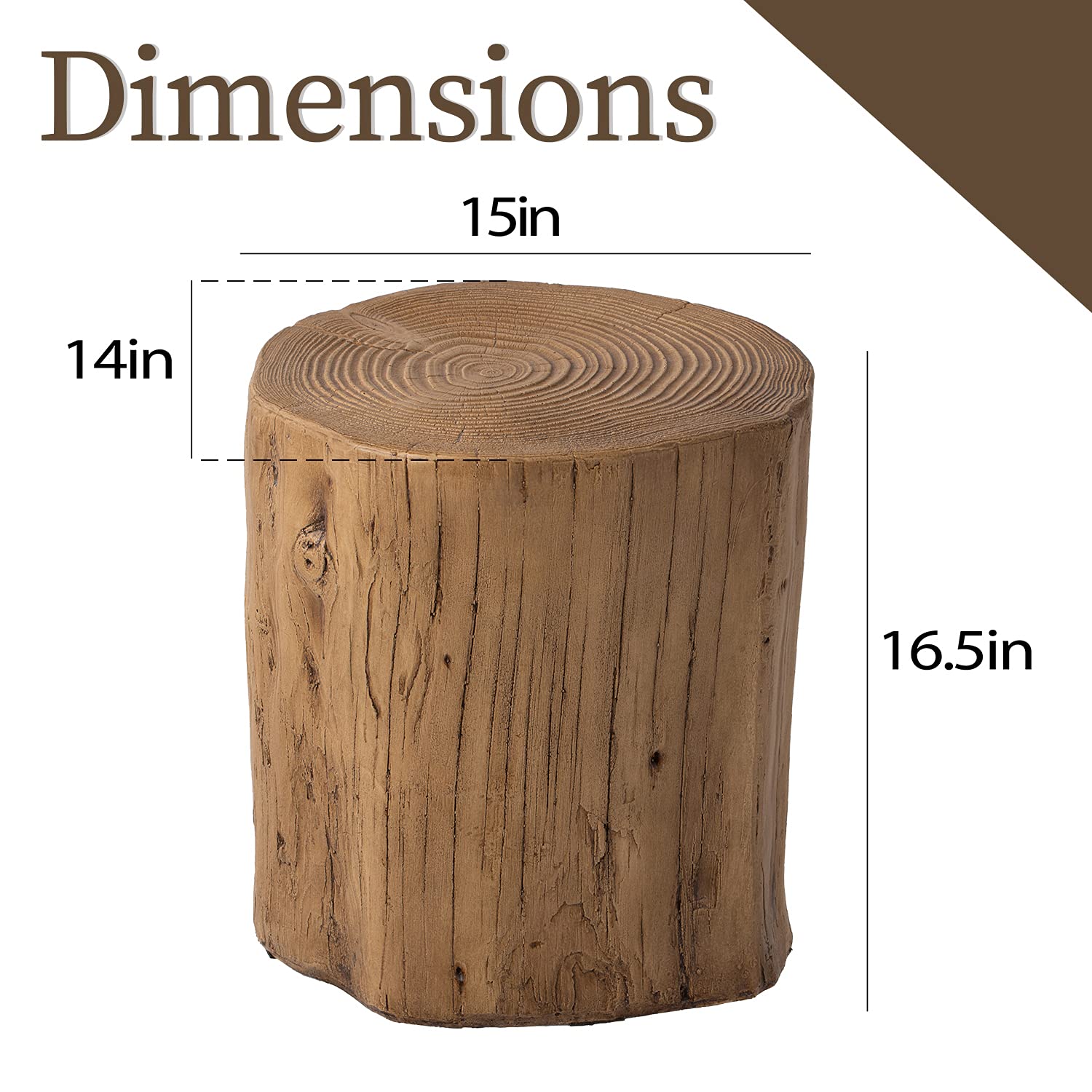 Set of 2 Light Oak Faux Wood Outdoor End Tables - Hand-Painted Wood Stump Stools, Ottomans & Plant Stands for Deck, Garden & Patio Furniture | Perfect for Outdoor Entertaining & Relaxation