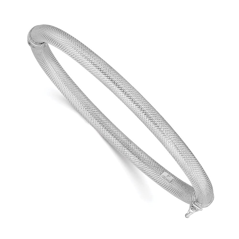 925 Sterling Silver Rhodium Plated Textured Stackable Bangle Bracelet for Women | Elegant Cuff Jewelry Gift for Birthday, Anniversary & Everyday Wear | Durable & Hypoallergenic Fashion Accessory