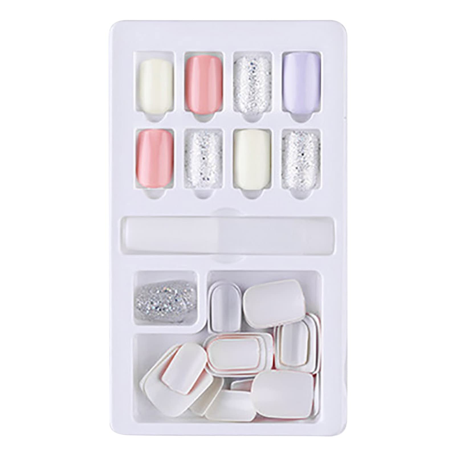 30 Pcs Short Fake Nails for Women - Full Coverage Press On Nails with Adhesive & 1ml Gel - Multiple Stylish Designs for Acrylic Nails (Size D) - Perfect for Parties, Weddings & Daily Wear