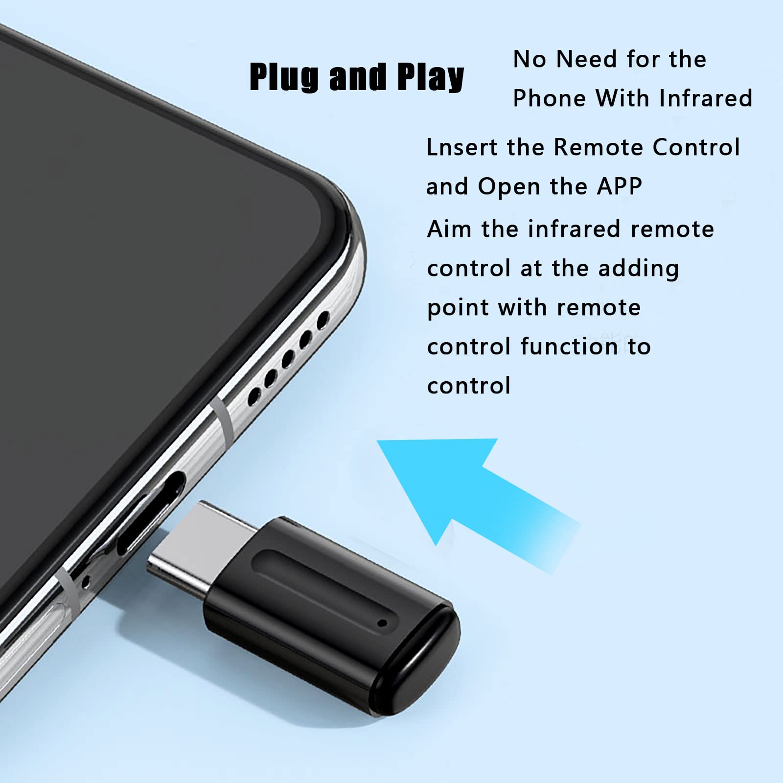 Universal Mini Smart IR Remote Controller for Android & iPhone - Type C Infrared Blaster Adapter to Control TV, AC, Fan & Home Appliances (Black) | Perfect for Smart Home Automation & Remote Access