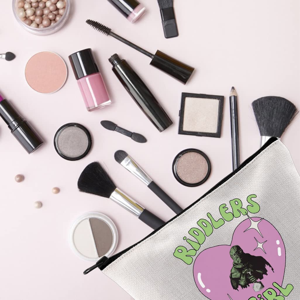 The Riddler Zipper Pouch Makeup Bag - Dano Nation Paul's Girl Fandom Gift, Beige Cosmetics Organizer for Travel & Daily Use