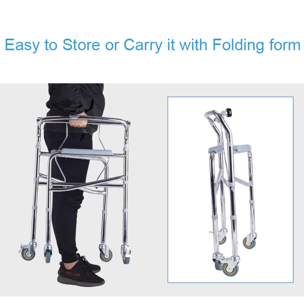 Aluminum Commode Chair with 4 Wheels - Portable Shower Toilet Chair for Elderly & Disabled, Adjustable Height Bathroom Safety Chair - Ideal for Home Care, Hospitals & Mobility Assistance