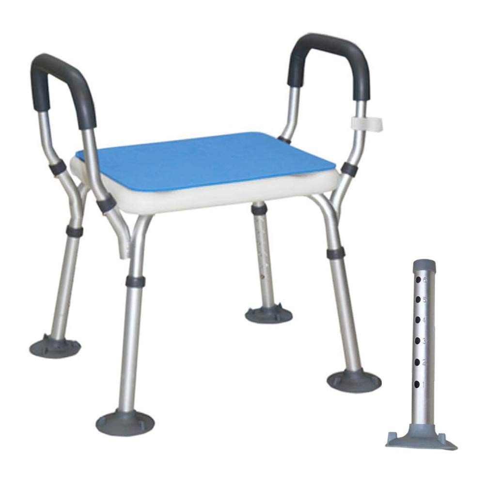 Adjustable Shower Chair with Arms - Non-Slip Bath Seat Bench for Elderly & Disabled - 6 Height Settings - Spa Bathtub Safety Chair with 4 Large Suction Cups - Ideal for Bathroom Safety & Relaxing Shower Experience