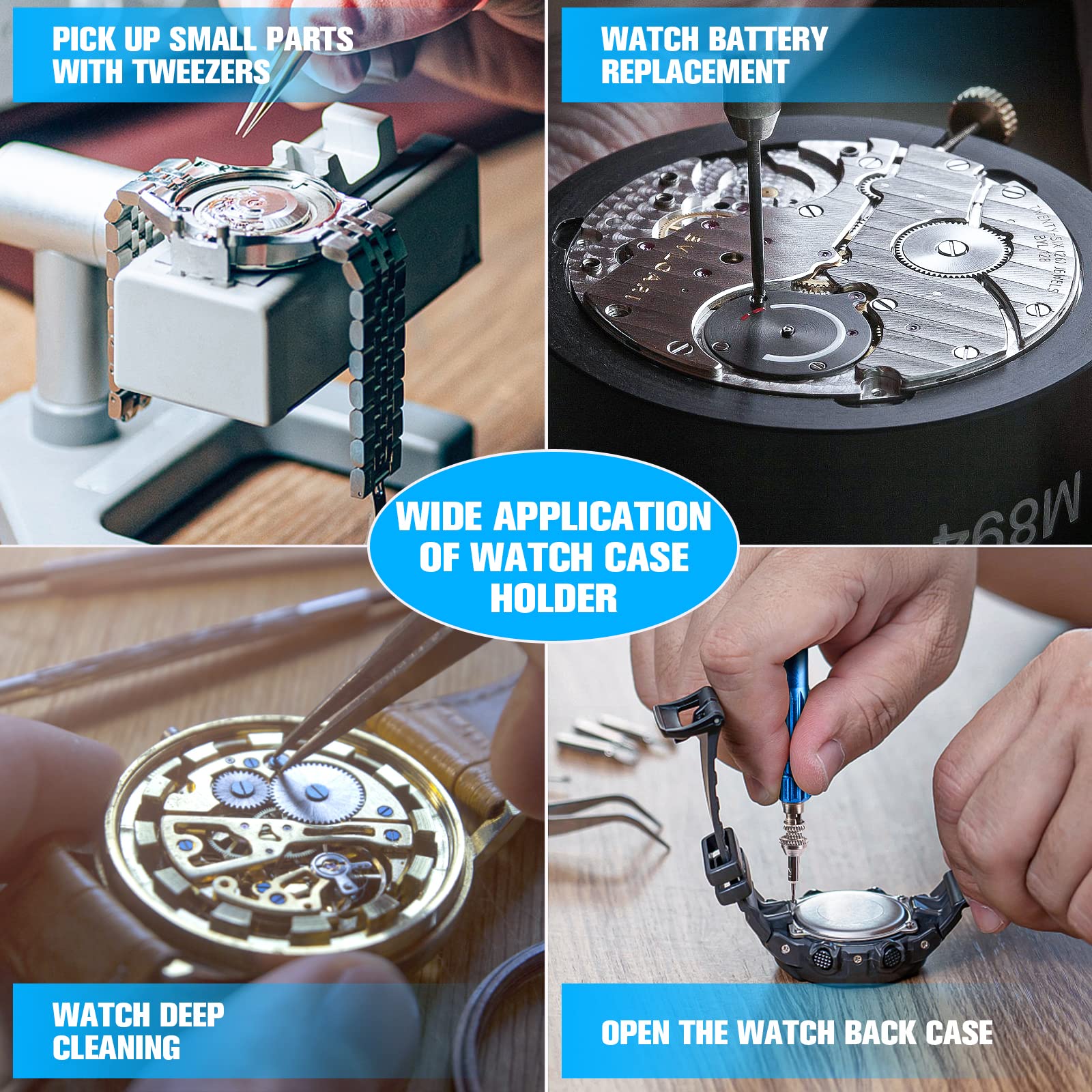 BYNIIUR Professional Watch Repair Kit - Complete Watch Battery Replacement Tool Set with Case Opener, Spring Bar Tools & Link Remover - Perfect for Watch Maintenance, Battery Change & Band Adjustment at Home or Workshop